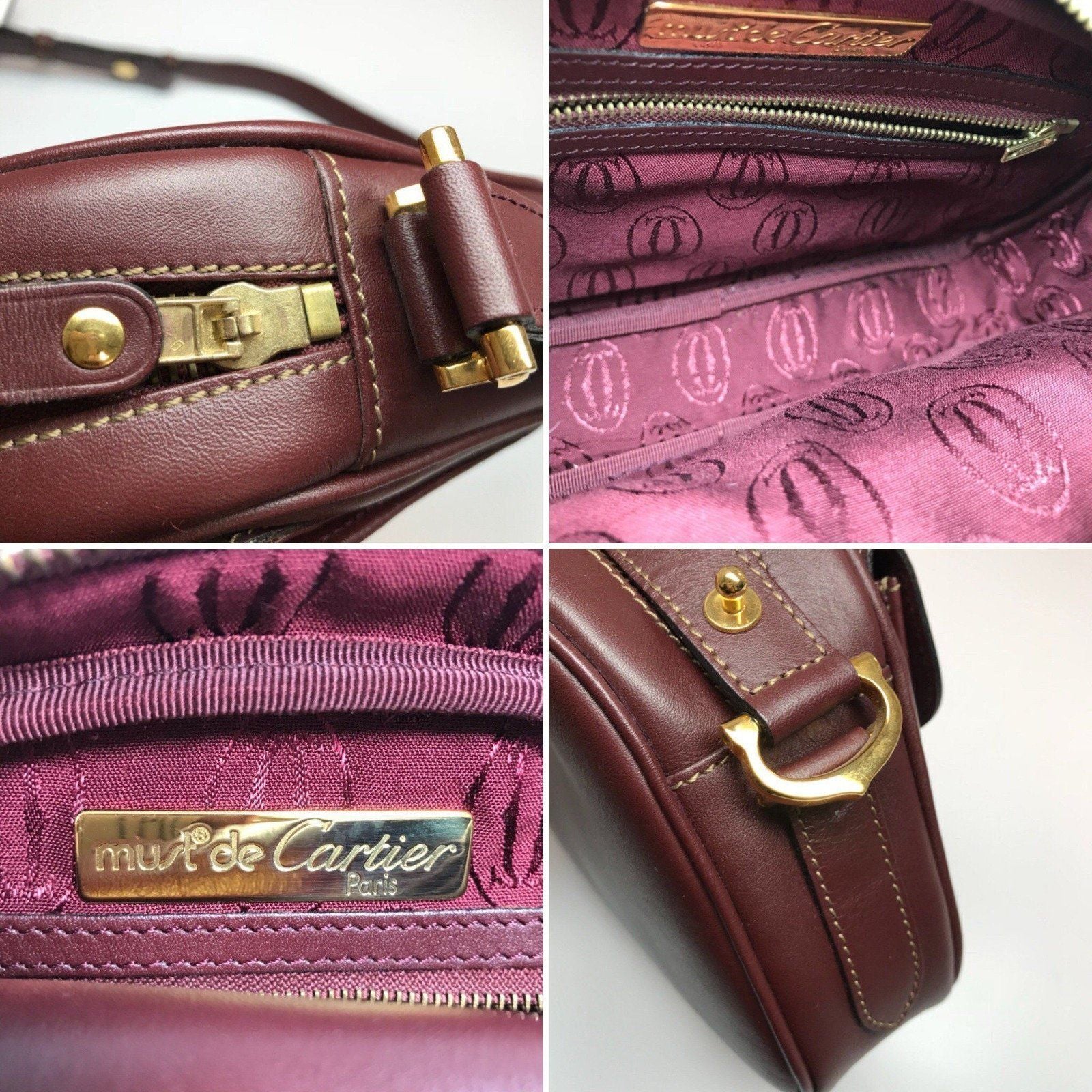Cartier Burgandy Must De Cartier Pouch Bag