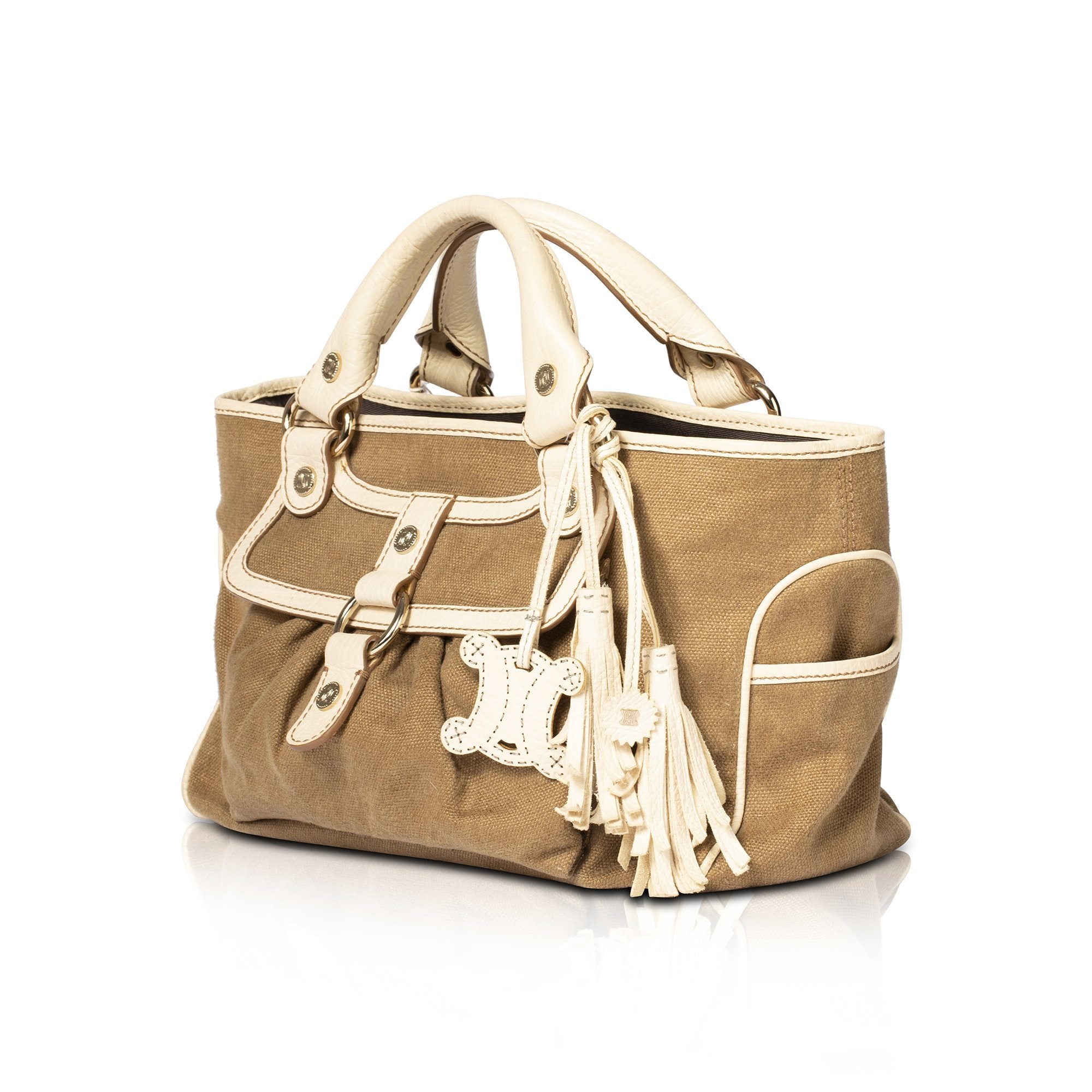 Celine Leather-Trimmed Handle Bag