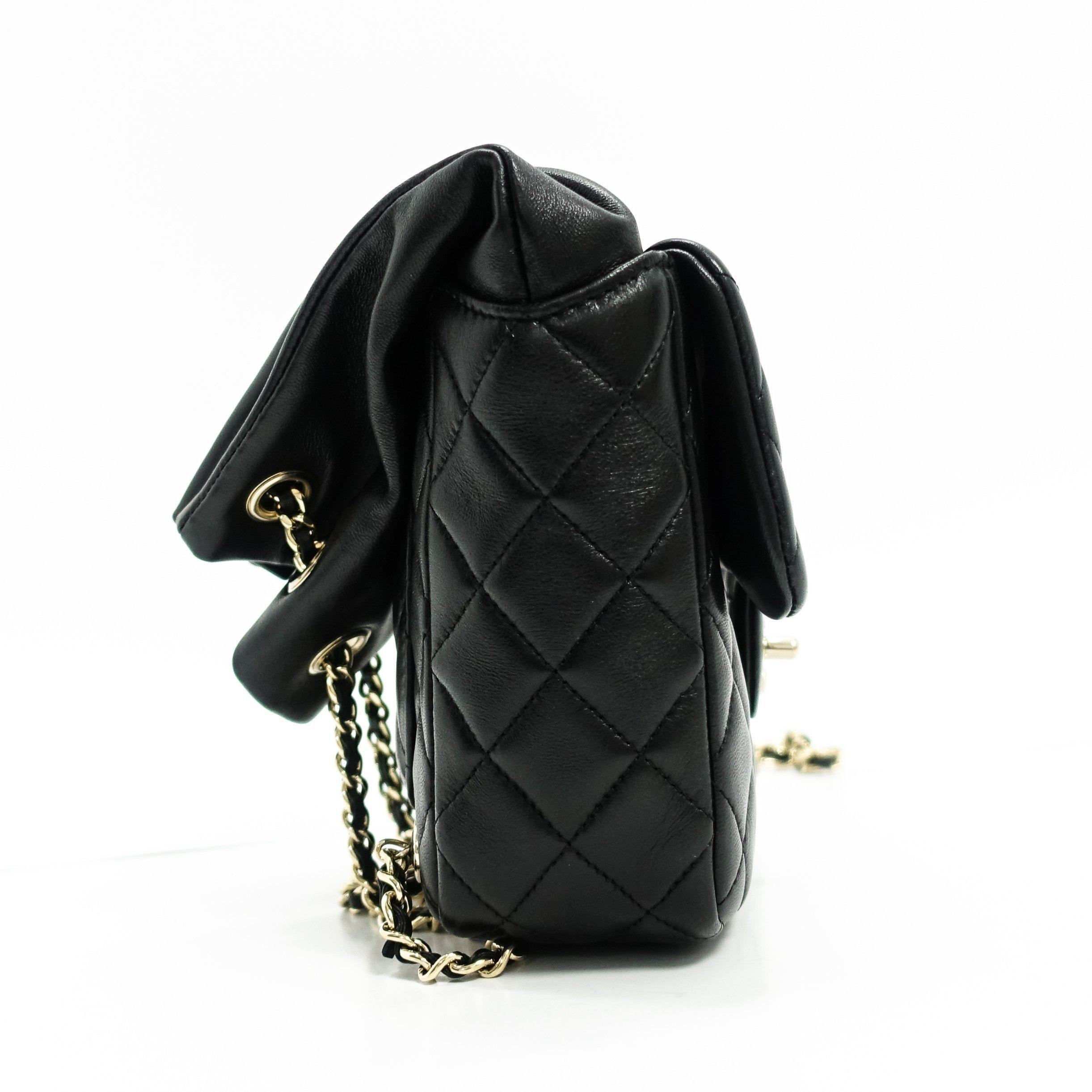 Chanel 2016 Small Black Lambskin Backpack in Seoul