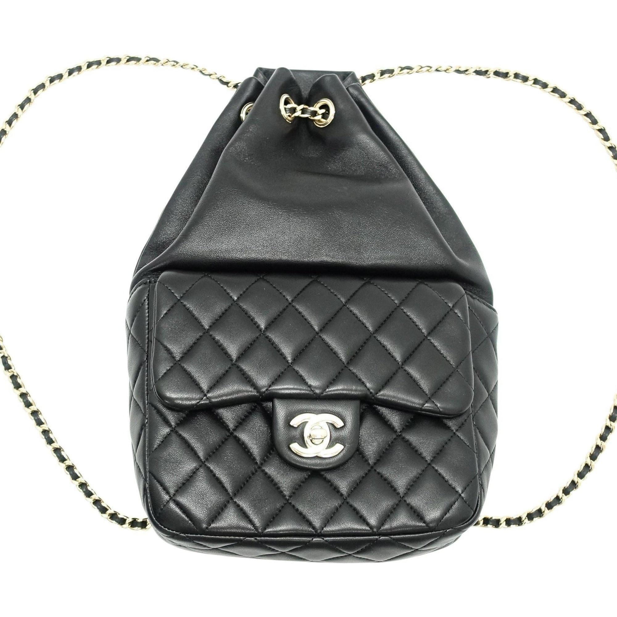Chanel 2016 Small Black Lambskin Backpack in Seoul