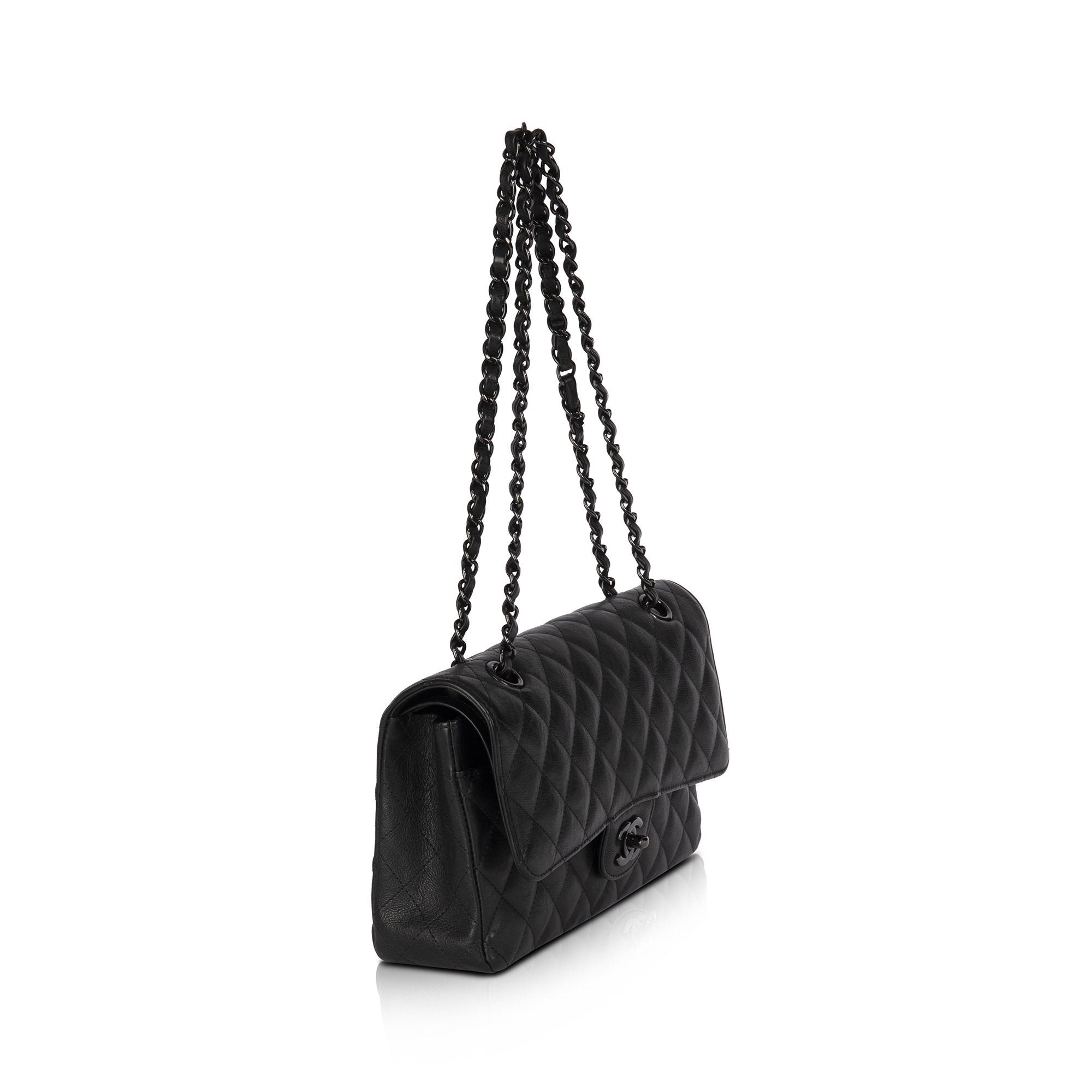 Chanel 2018 Black Calfskin Medium Classic Double Flap Bag