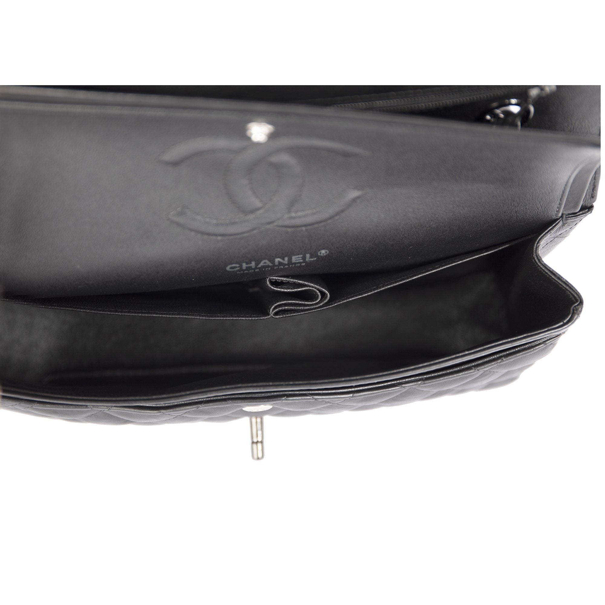 Chanel 2018 Black Calfskin Medium Classic Double Flap Bag