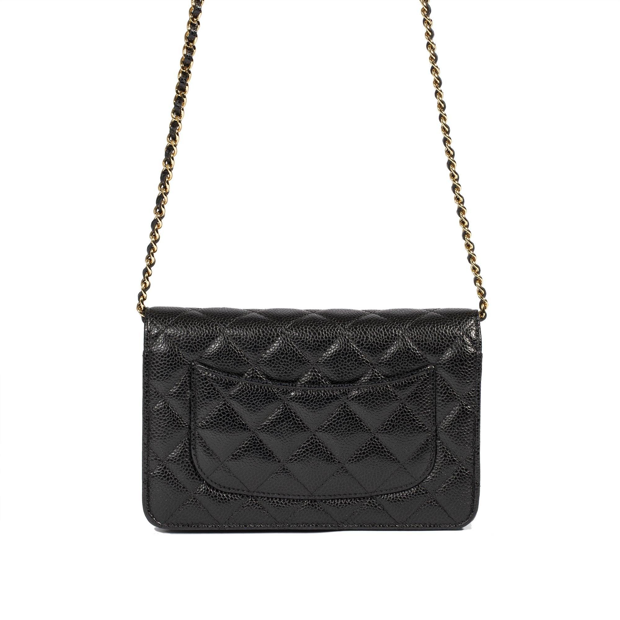 Chanel 2019 Black Caviar Classic Wallet on Chain