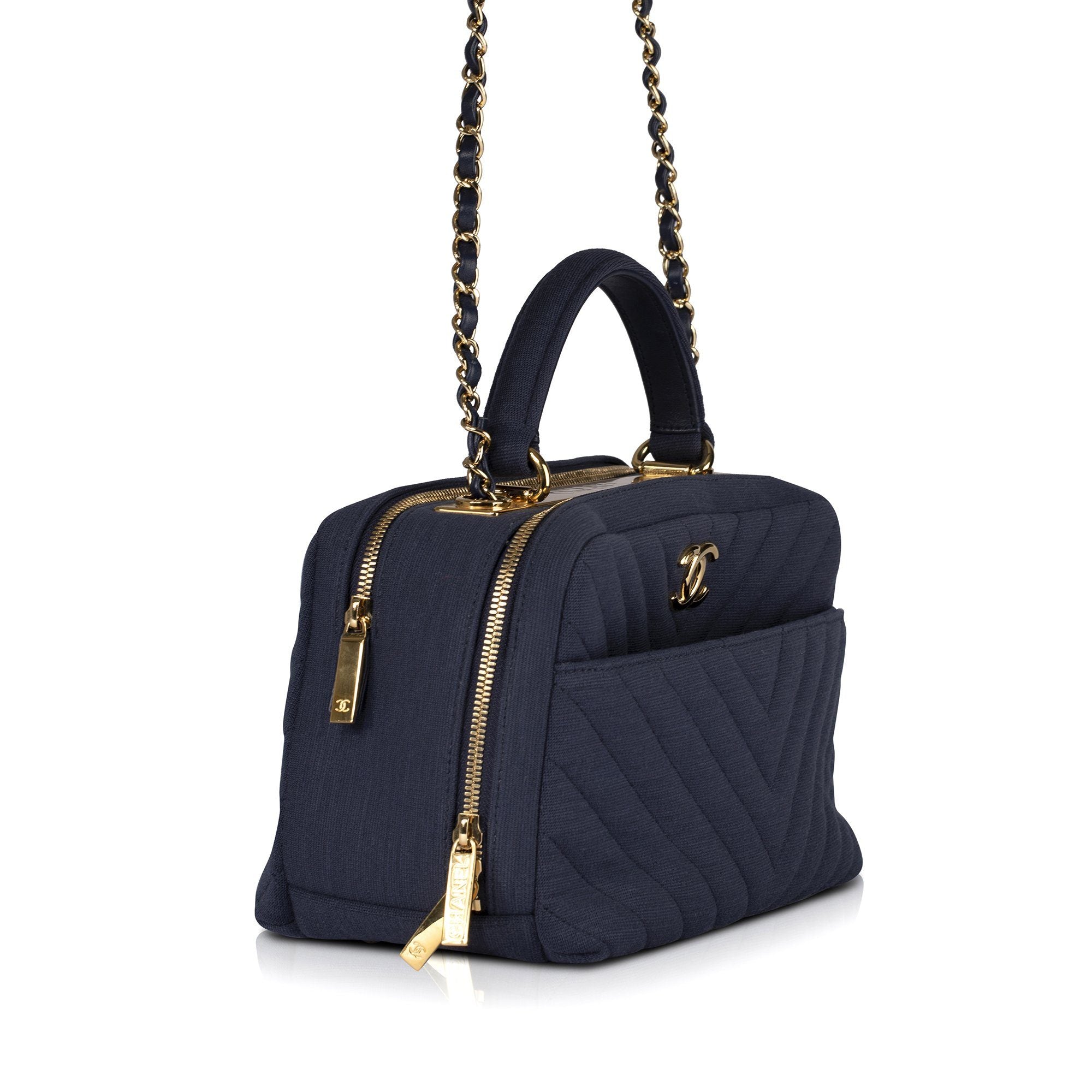 Chanel 2019 Small Chevron Jersey Bowling Bag