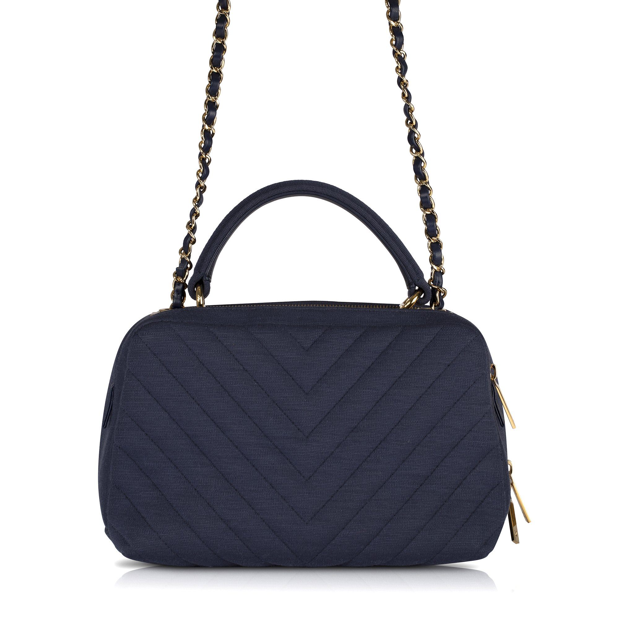 Chanel 2019 Small Chevron Jersey Bowling Bag