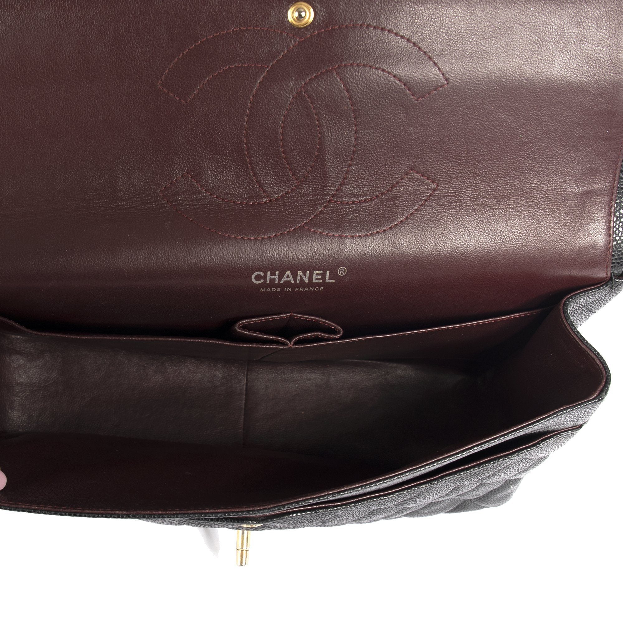 Chanel Black Caviar Classic Jumbo Double Flap Bag w/ Authenticity Card