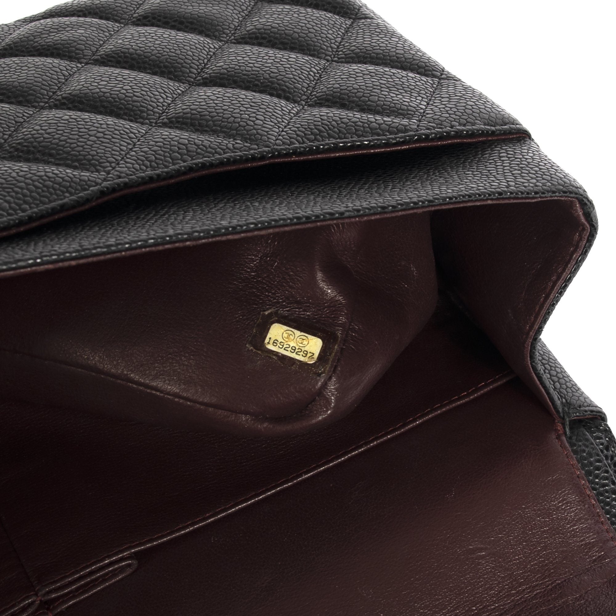 Chanel Black Caviar Classic Jumbo Double Flap Bag w/ Authenticity Card