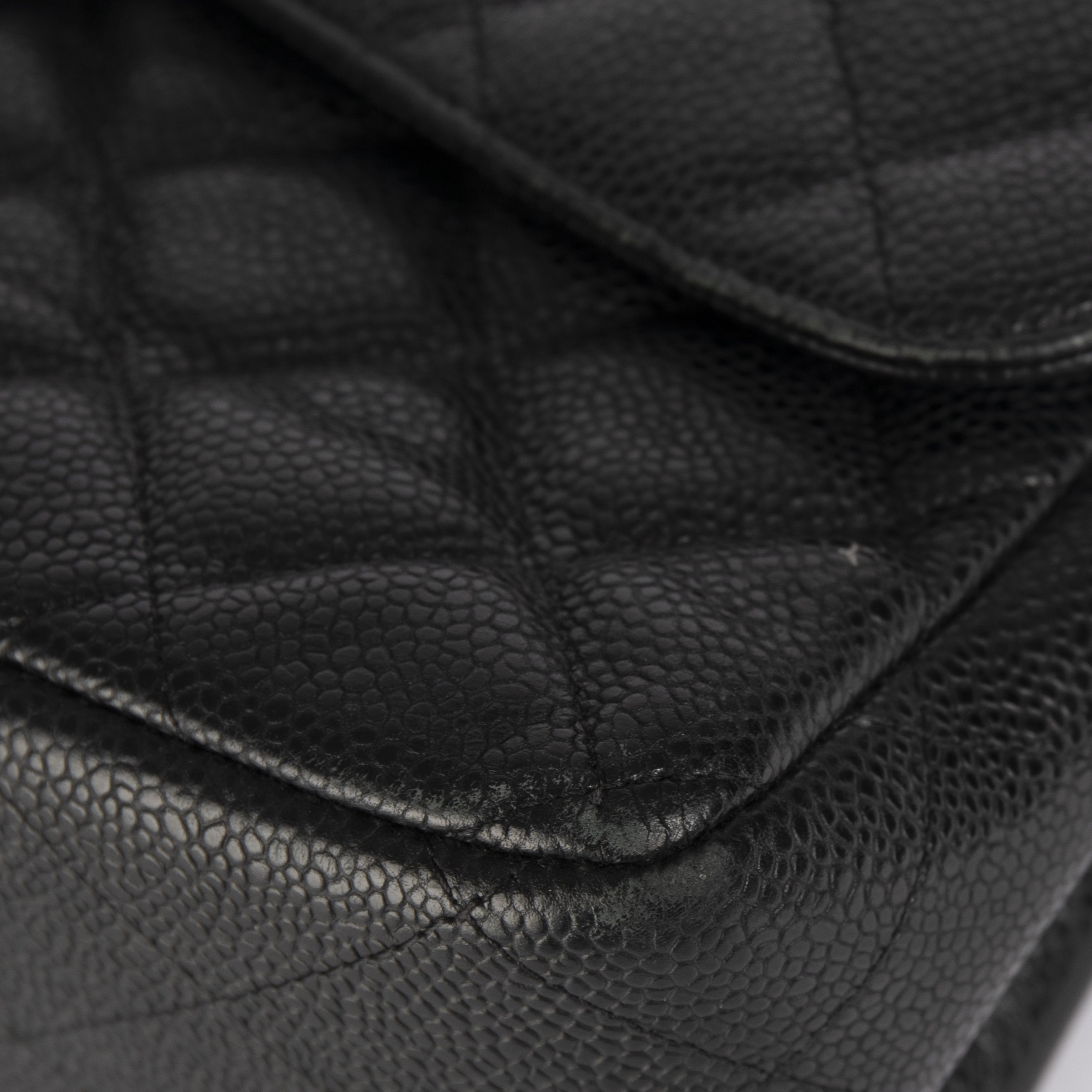 Chanel Black Caviar Classic Jumbo Double Flap Bag w/ Authenticity Card