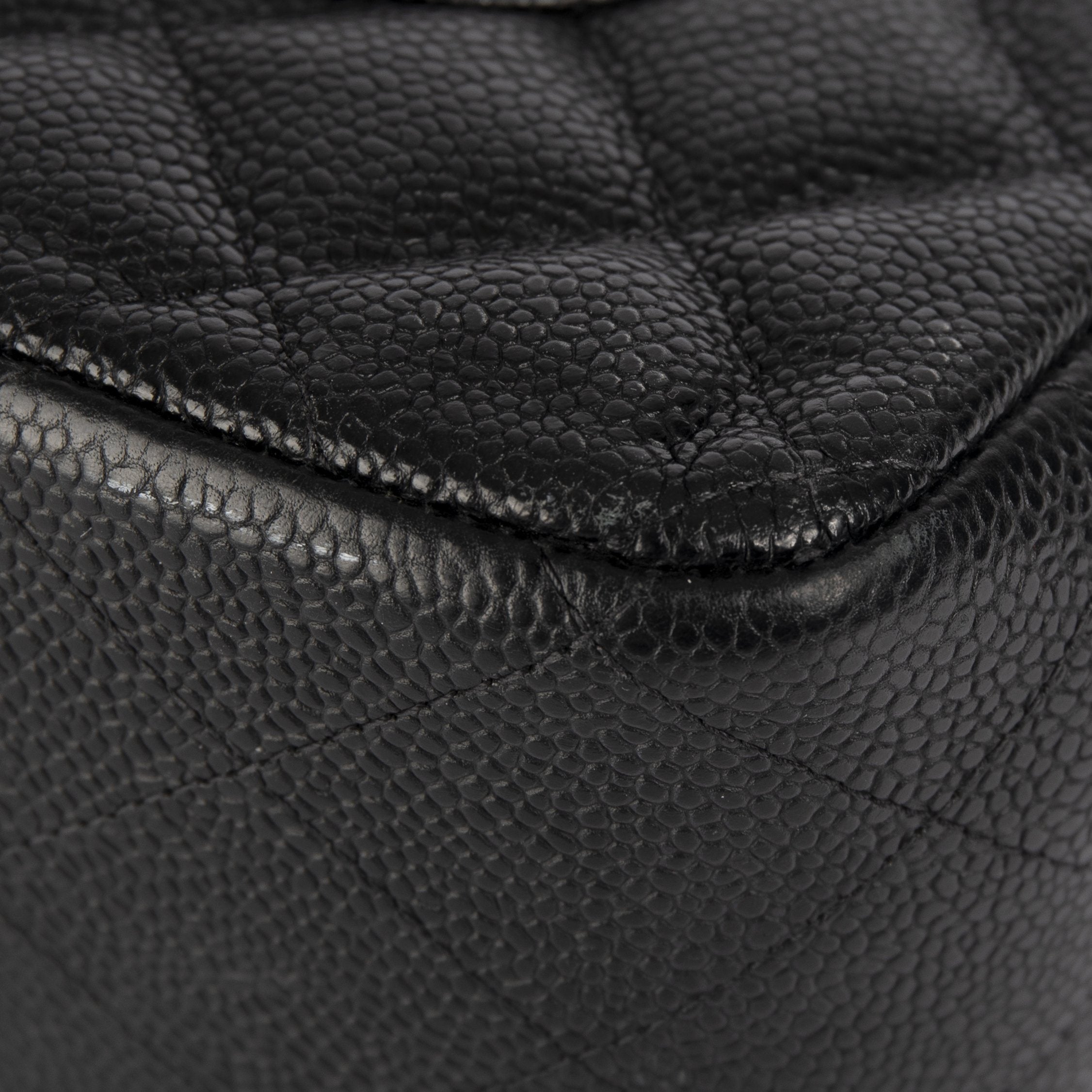Chanel Black Caviar Classic Jumbo Double Flap Bag w/ Authenticity Card