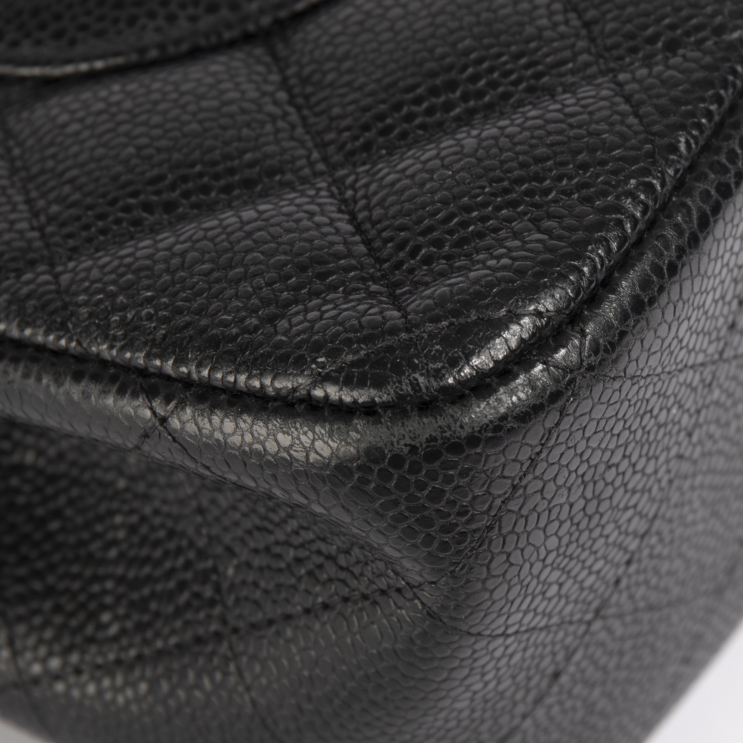 Chanel Black Caviar Classic Jumbo Double Flap Bag w/ Authenticity Card