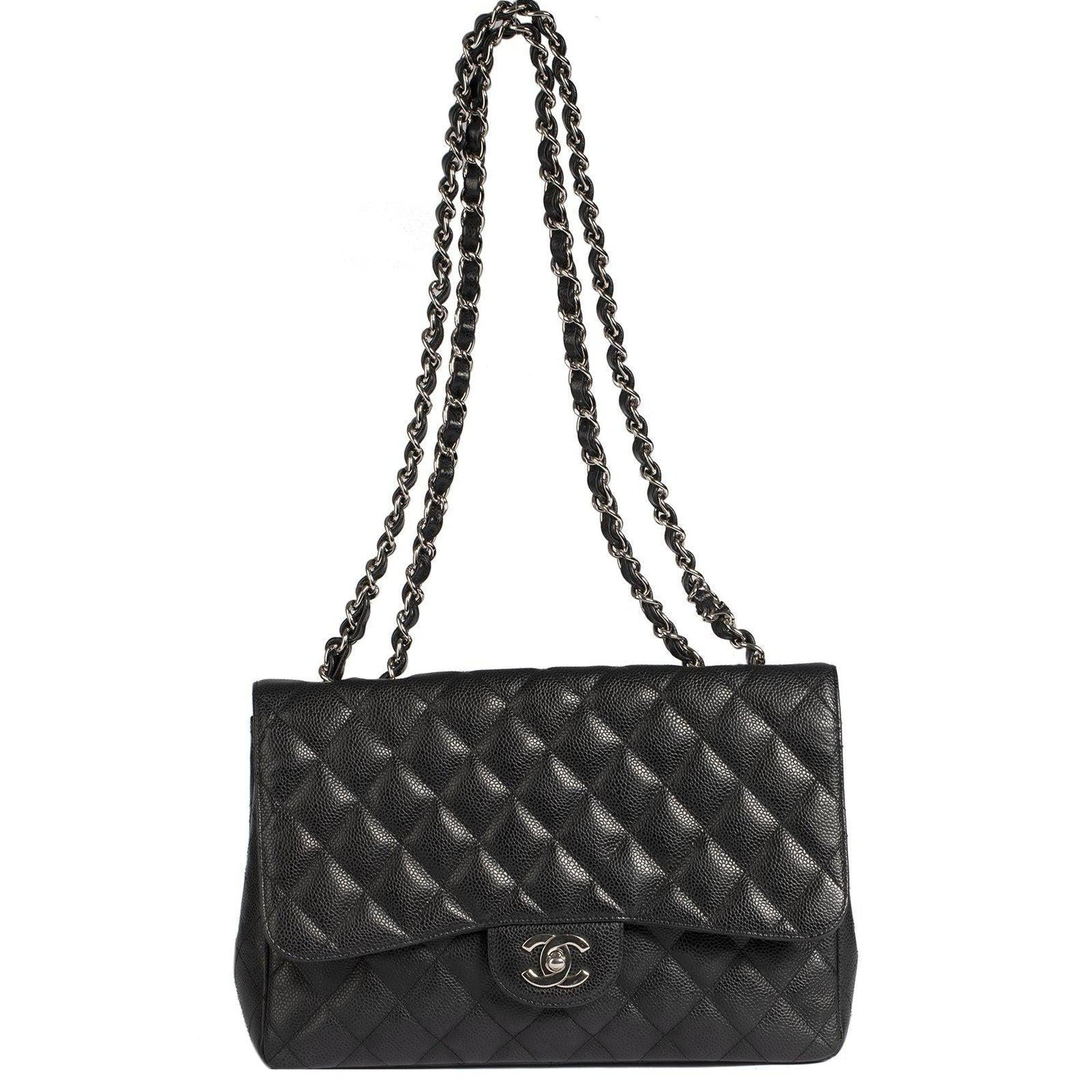 Chanel Black Caviar Classic Jumbo Single Flap Bag