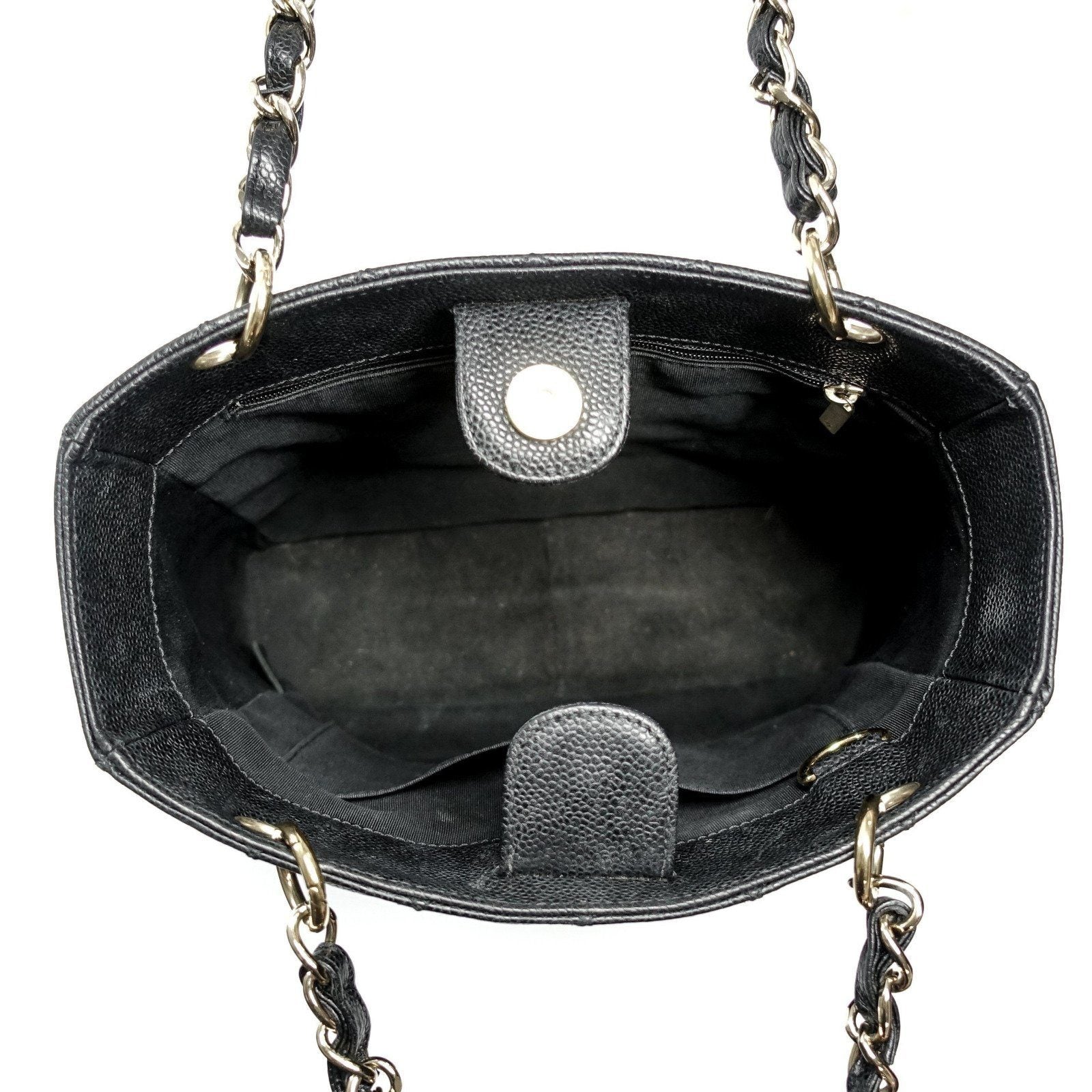 Chanel Black Caviar Leather Petite Shopping Tote