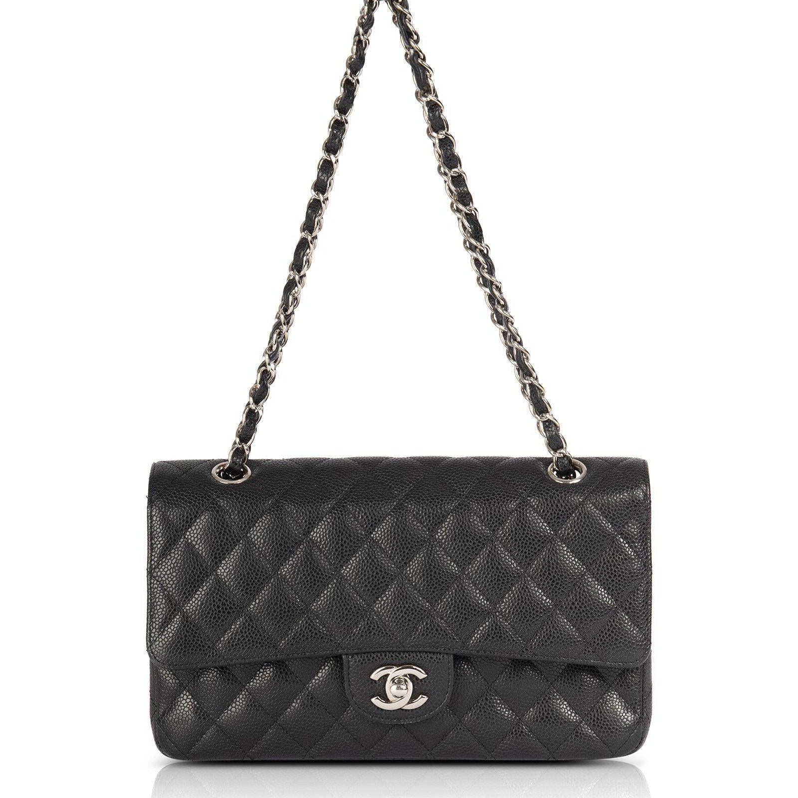 CHANEL Caviar Quilted Medium Double Flap Black 1303073