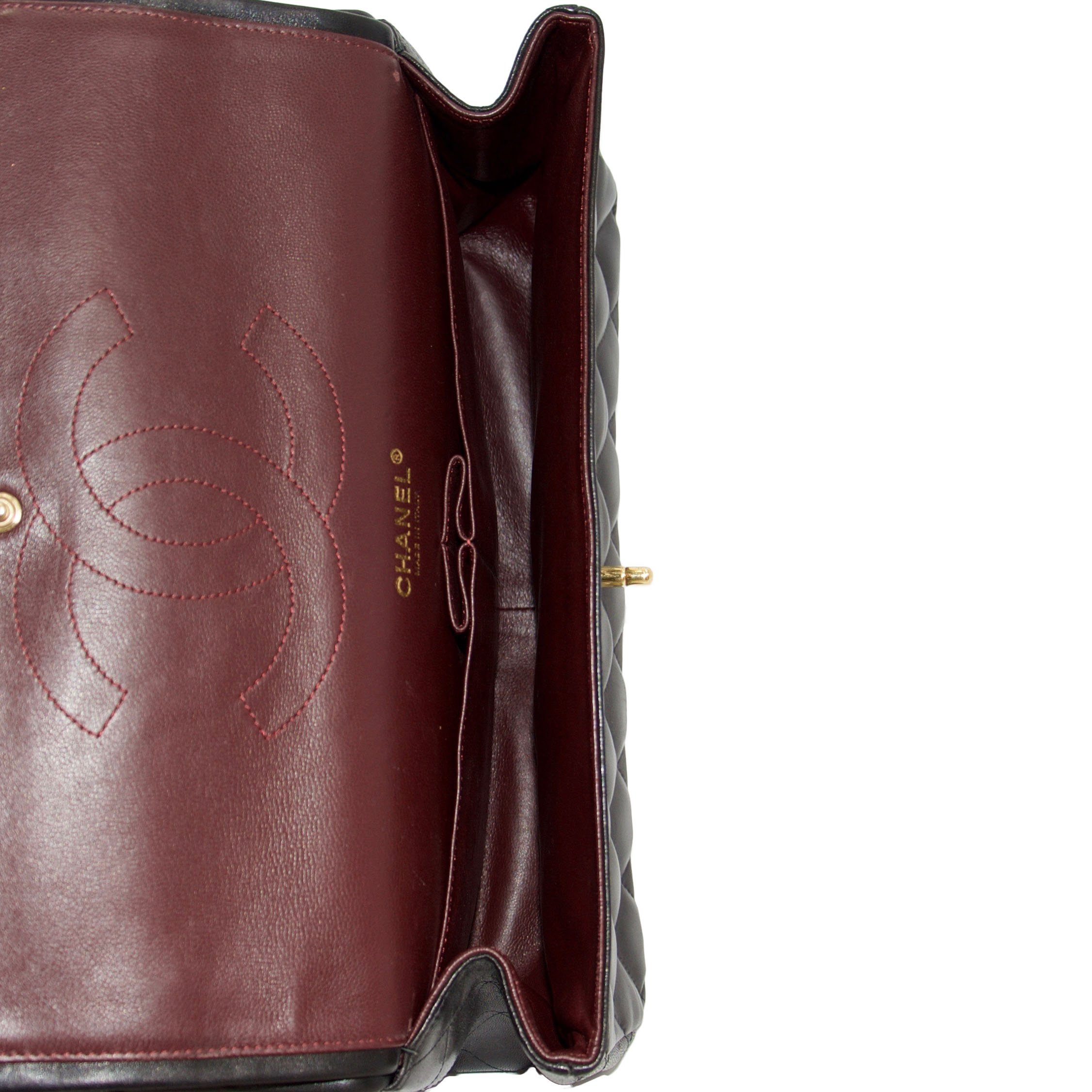 Chanel Black Lambskin Classic Jumbo Double Flap Bag