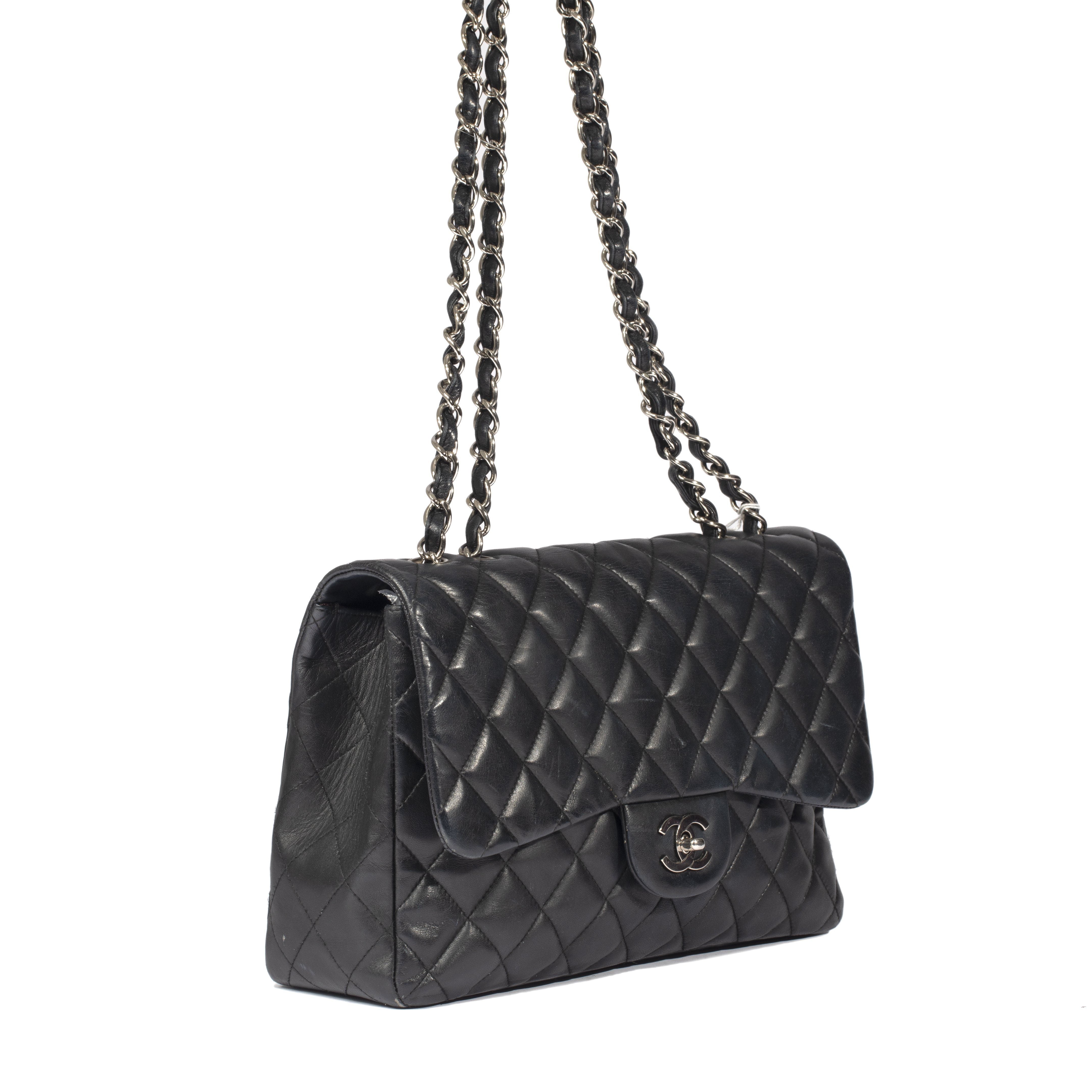 Chanel Black Lambskin Classic Jumbo Single Flap Bag