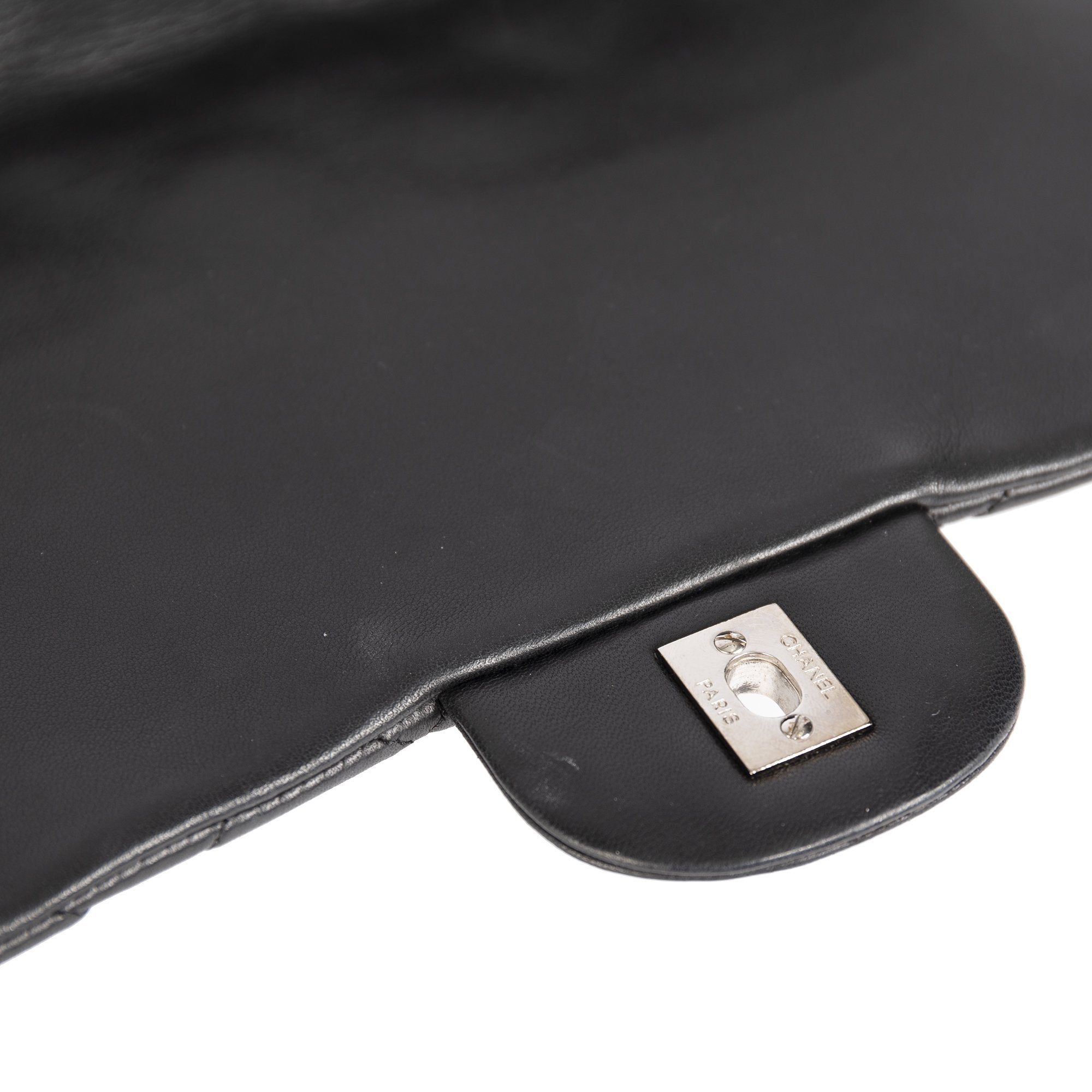 Chanel Black Lambskin Classic Jumbo Single Flap Bag w/ Box