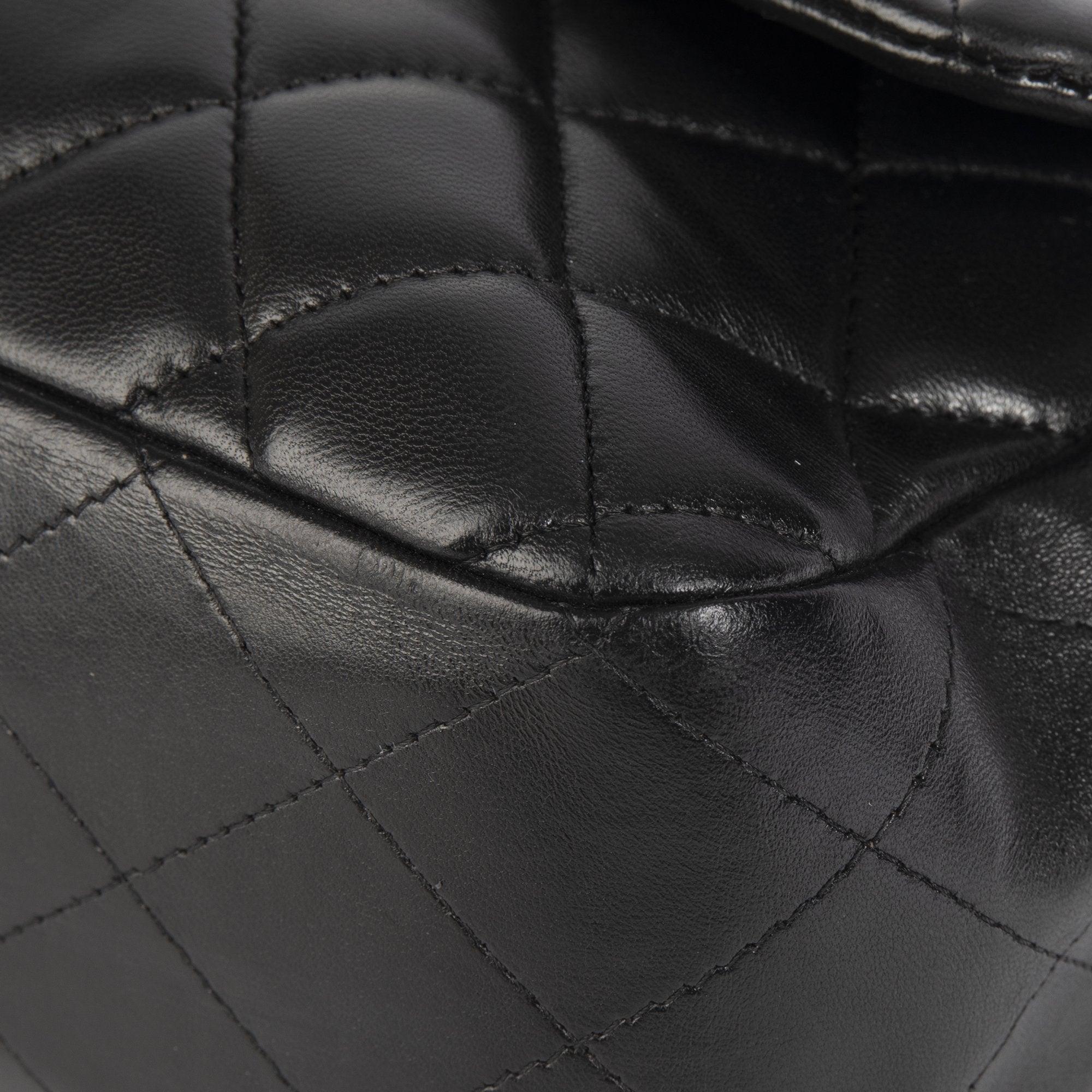 Chanel Black Lambskin Classic Jumbo Single Flap Bag w/ Box