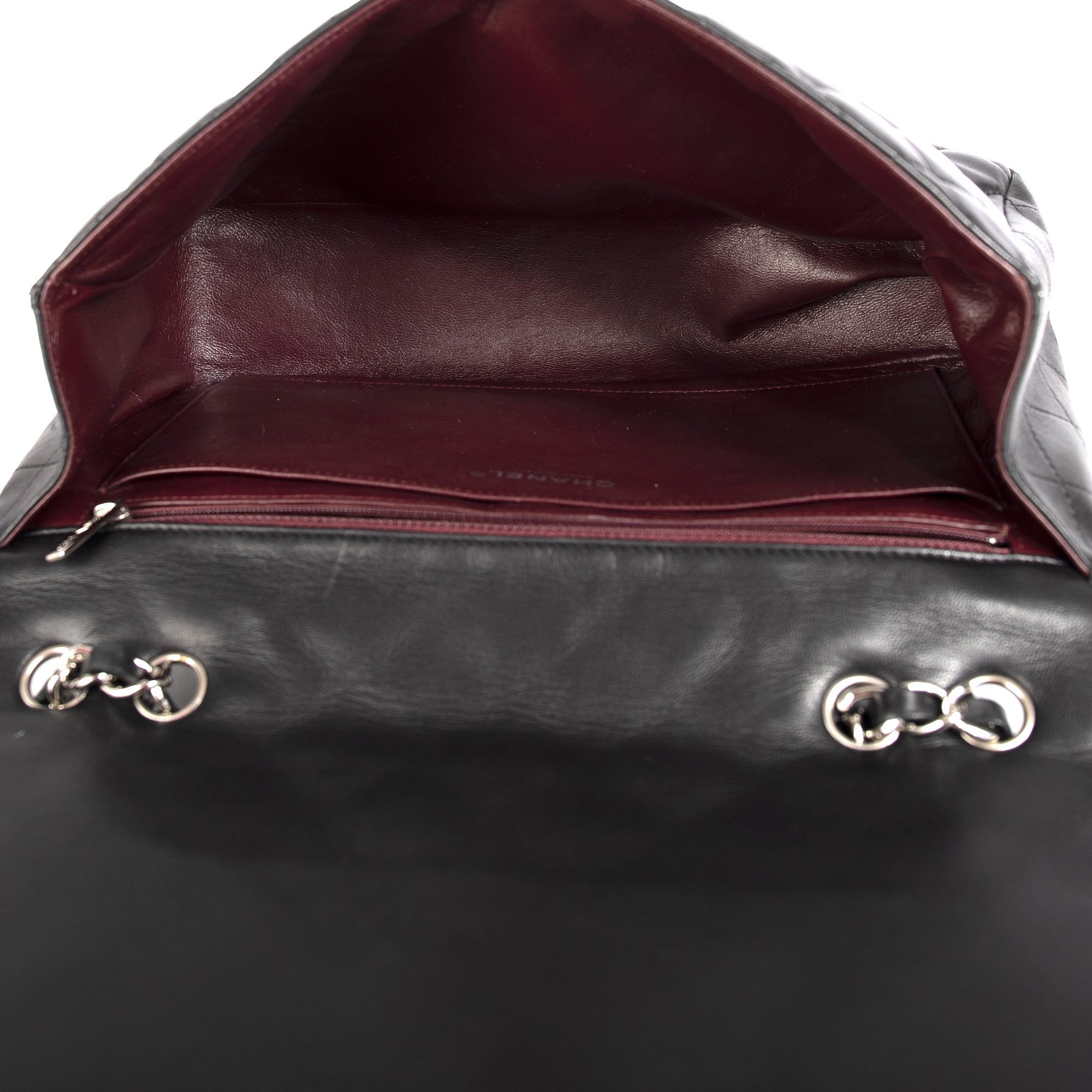 Chanel Black Lambskin Classic Jumbo Single Flap Bag w/ Box