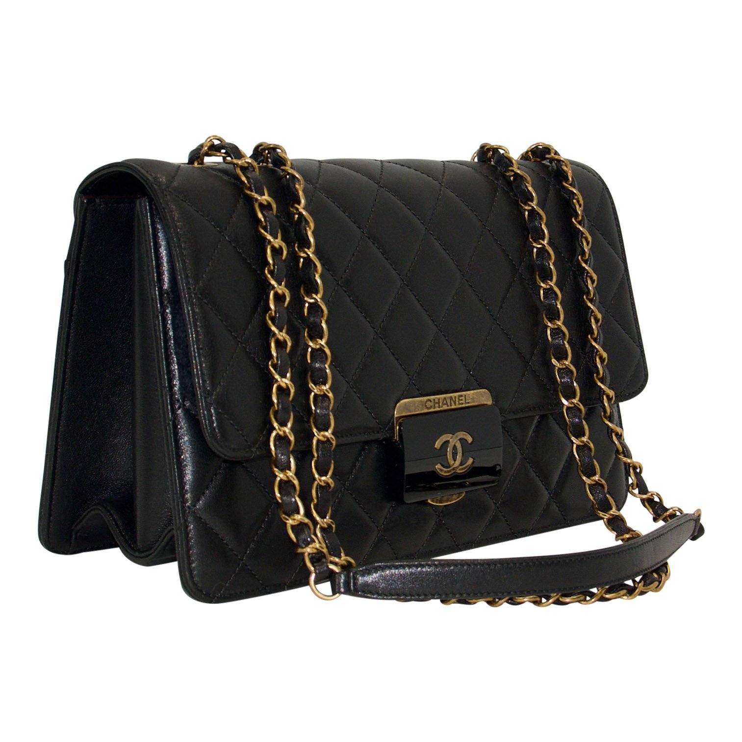 CHANEL, Bags, Chanel Beauty Lock Flap Bag Quilted Pvc With Lambskin Large  Black Clear