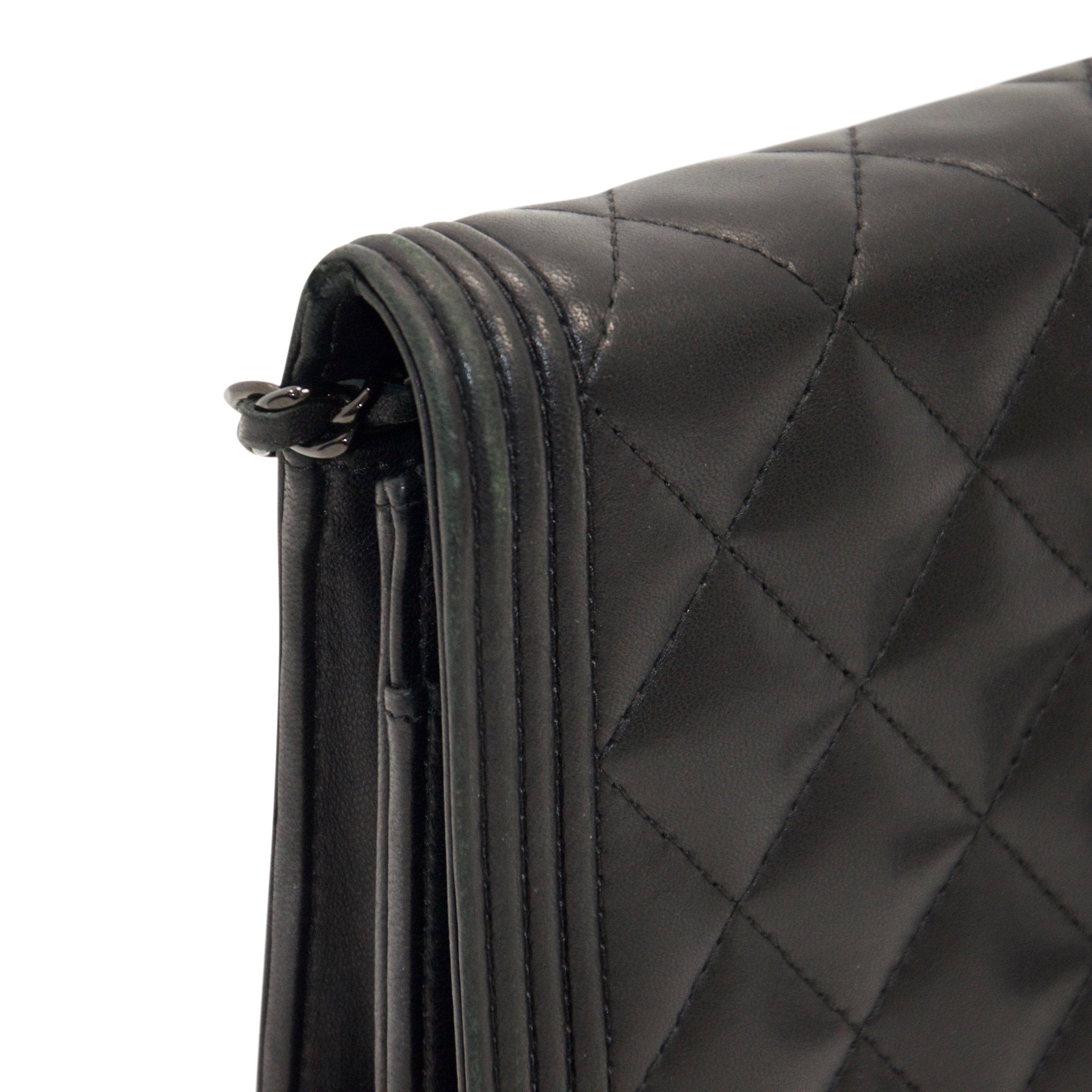 Chanel Black Quilted Boy Wallet on Chain