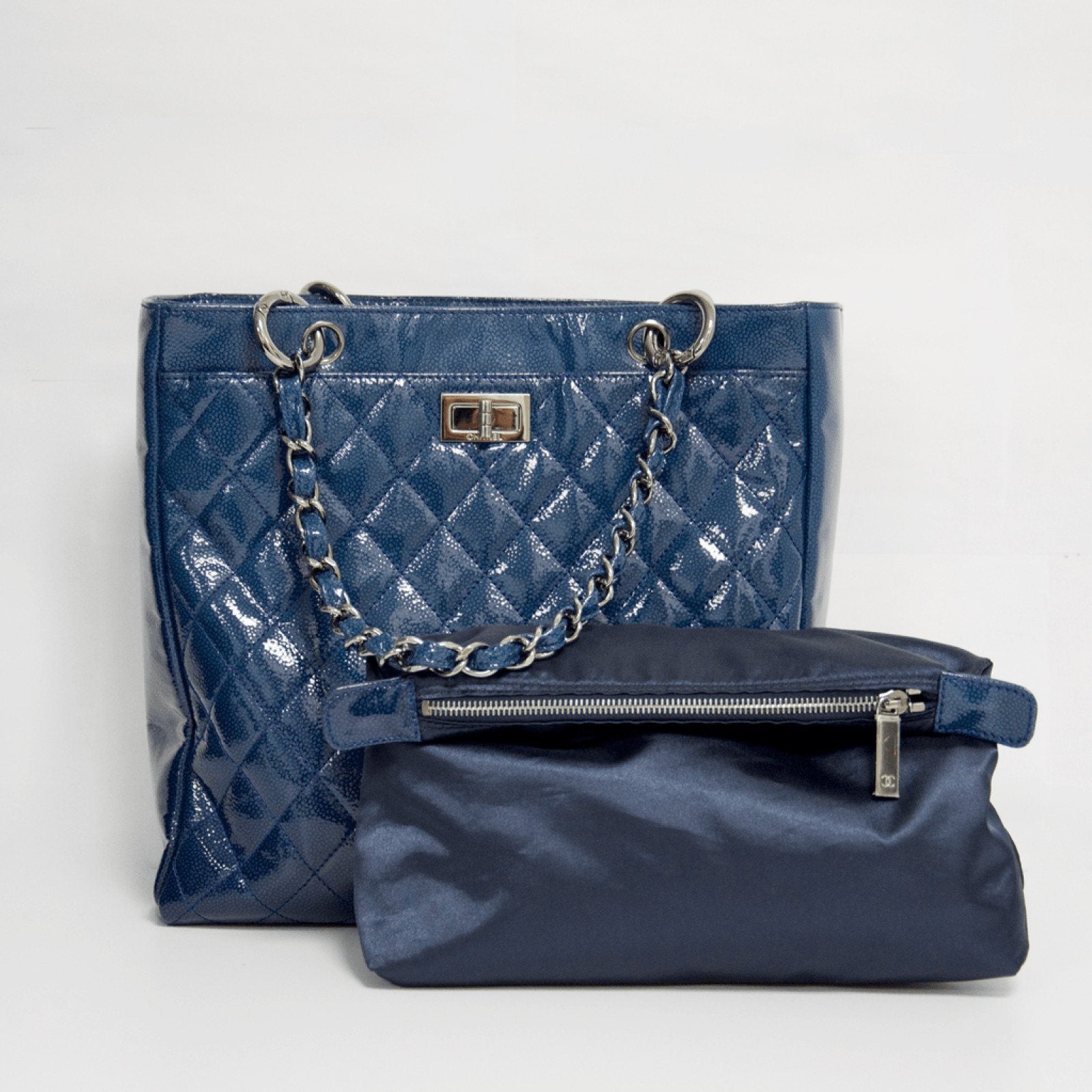 Chanel Blue Small Diamond Shine Reissue Tote