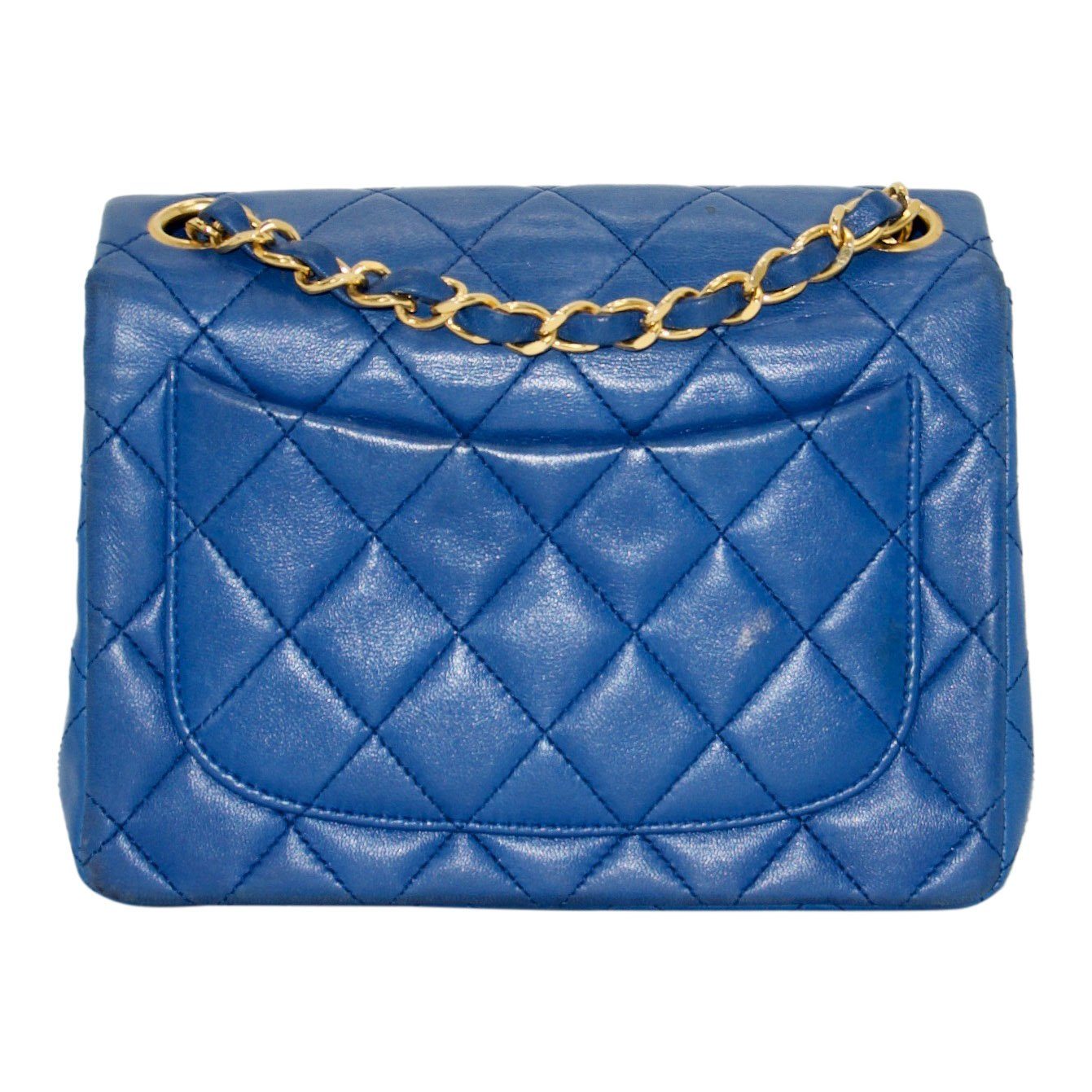 Chanel Blue Vintage Classic Mini Square Flap Bag