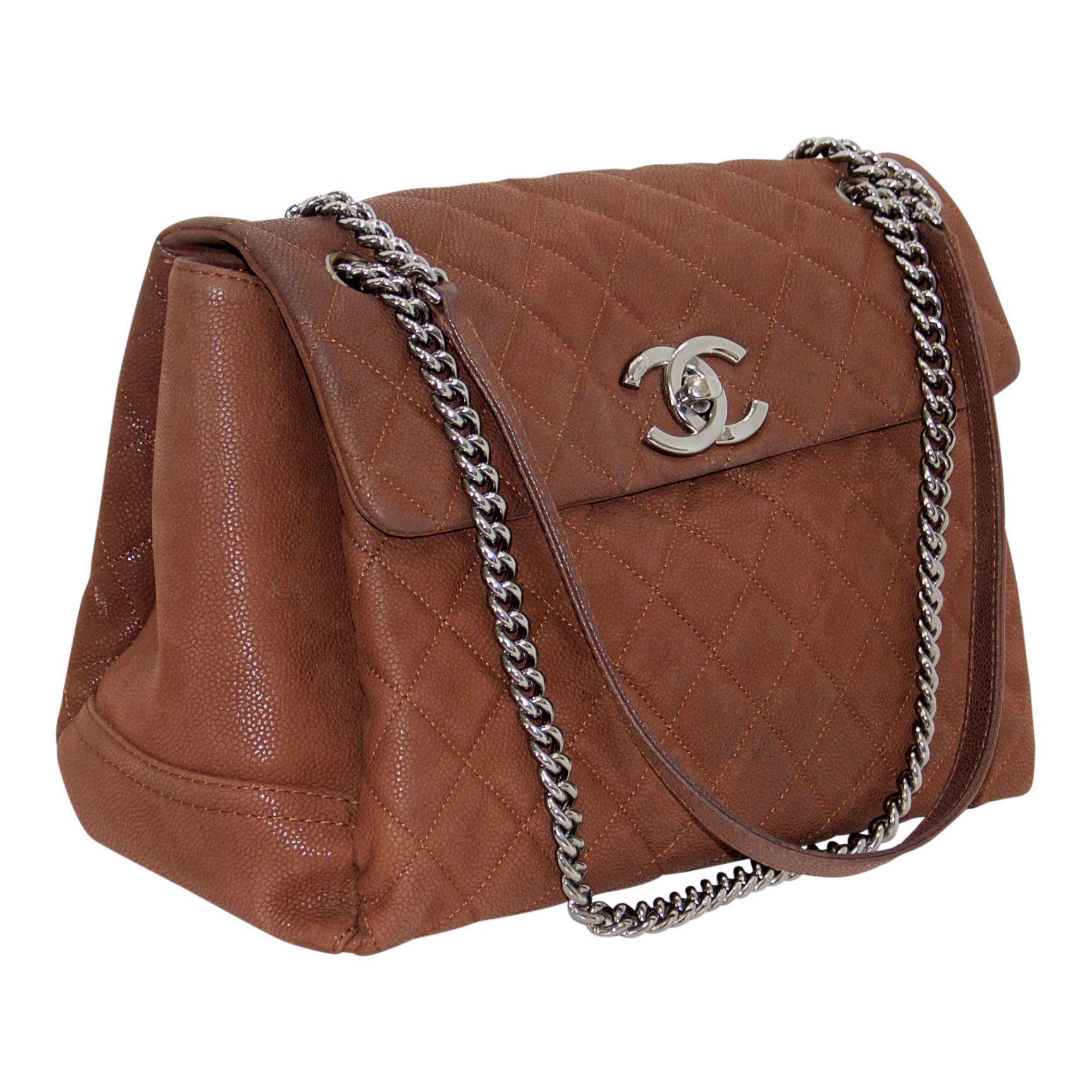 Chanel Brown Caviar Lady Pearly Flap Bag