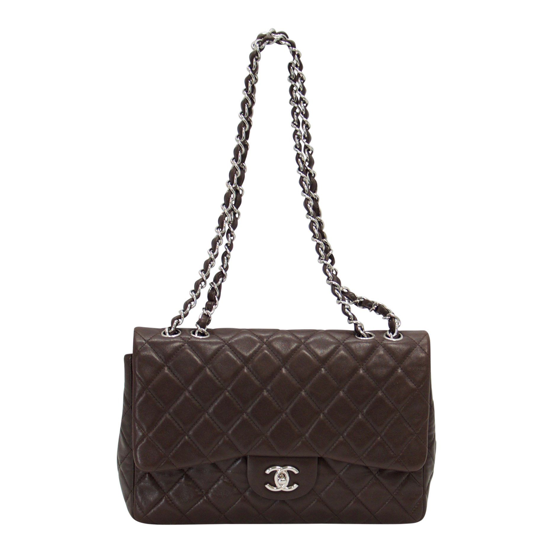 Chanel Brown Lambskin Large Classic Single Flap Bag