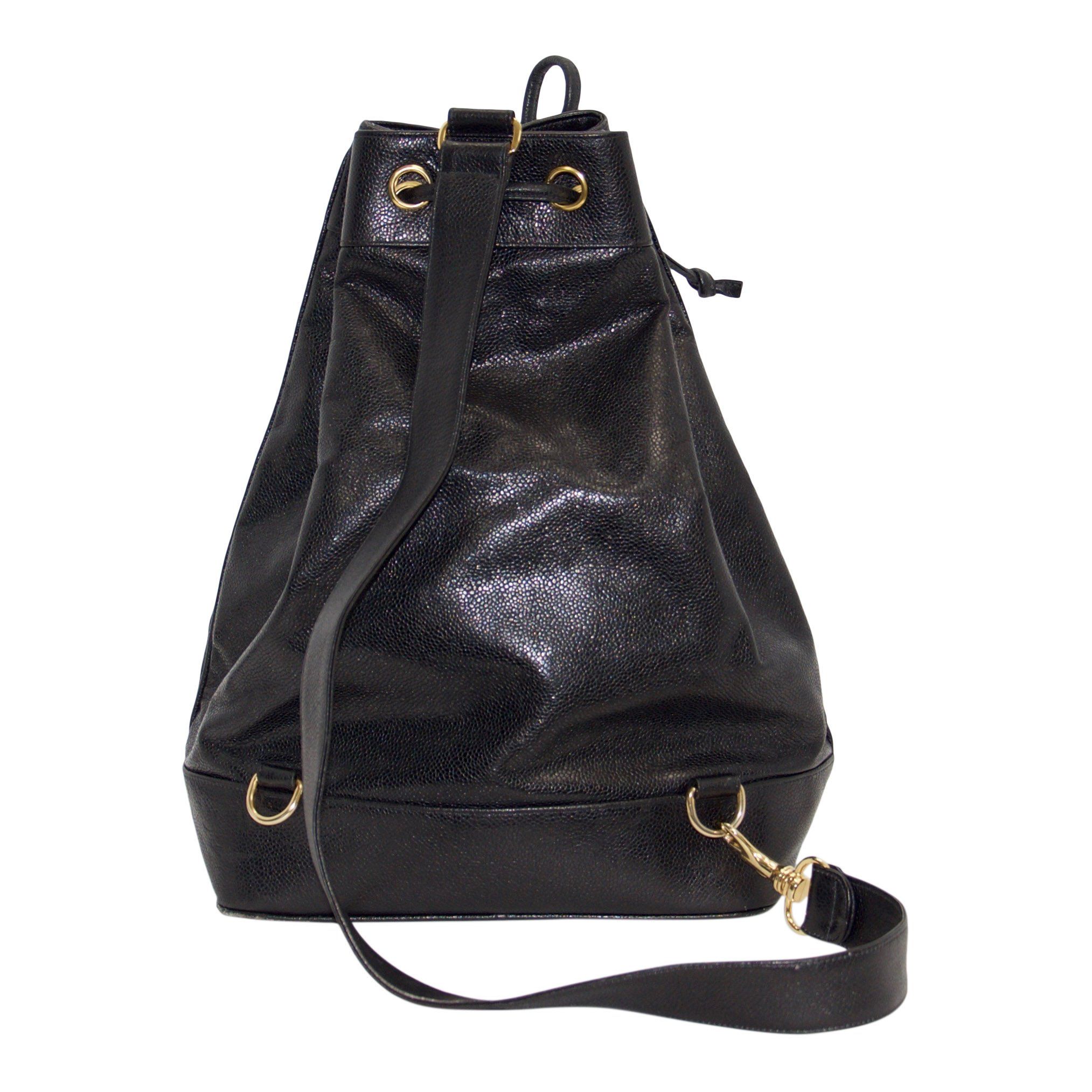 Chanel Caviar Drawstring Sling Bag