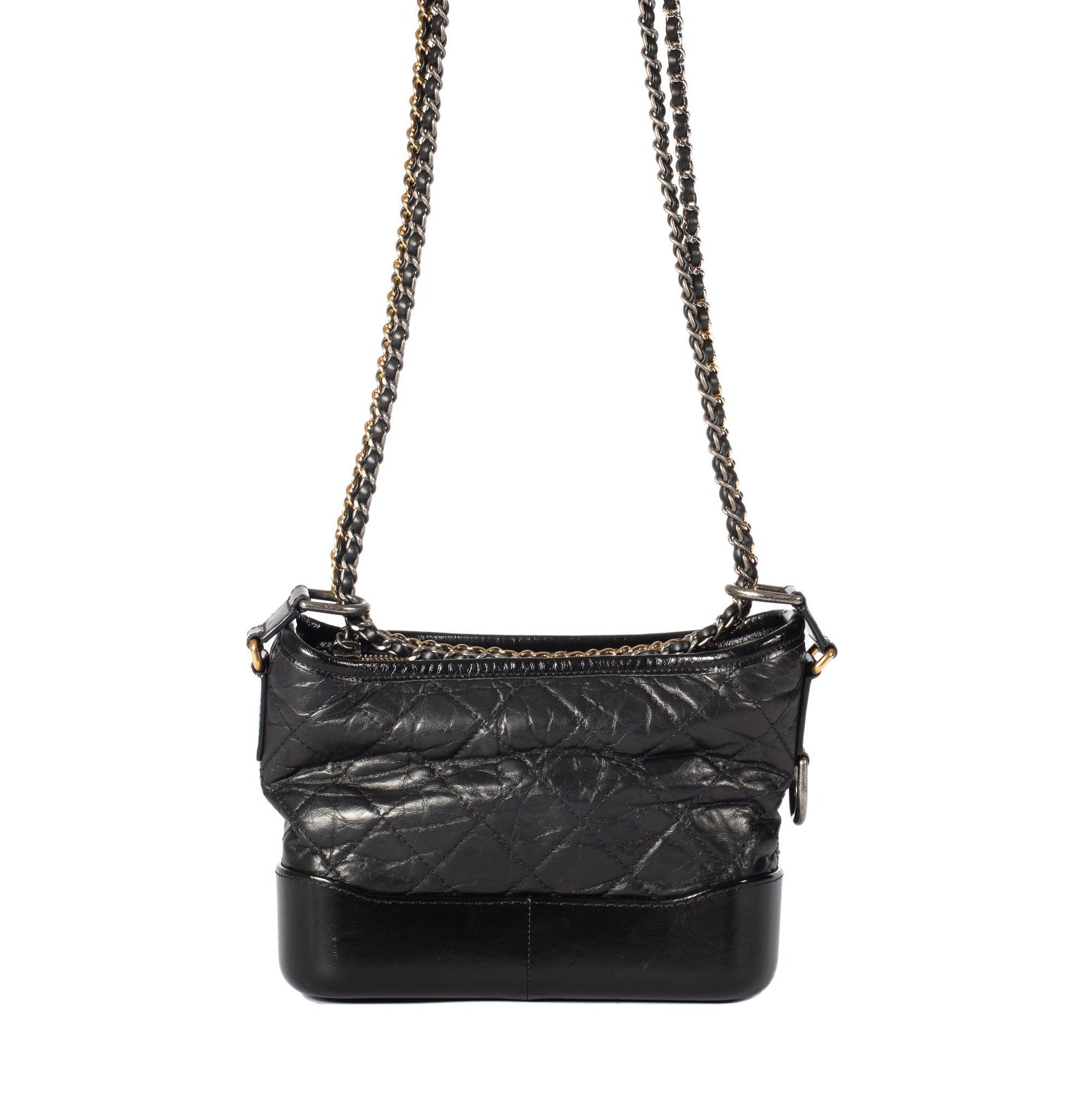 Chanel Black Aged Calfskin Quilted Charms Small Gabrielle Bag  STYLISHTOP