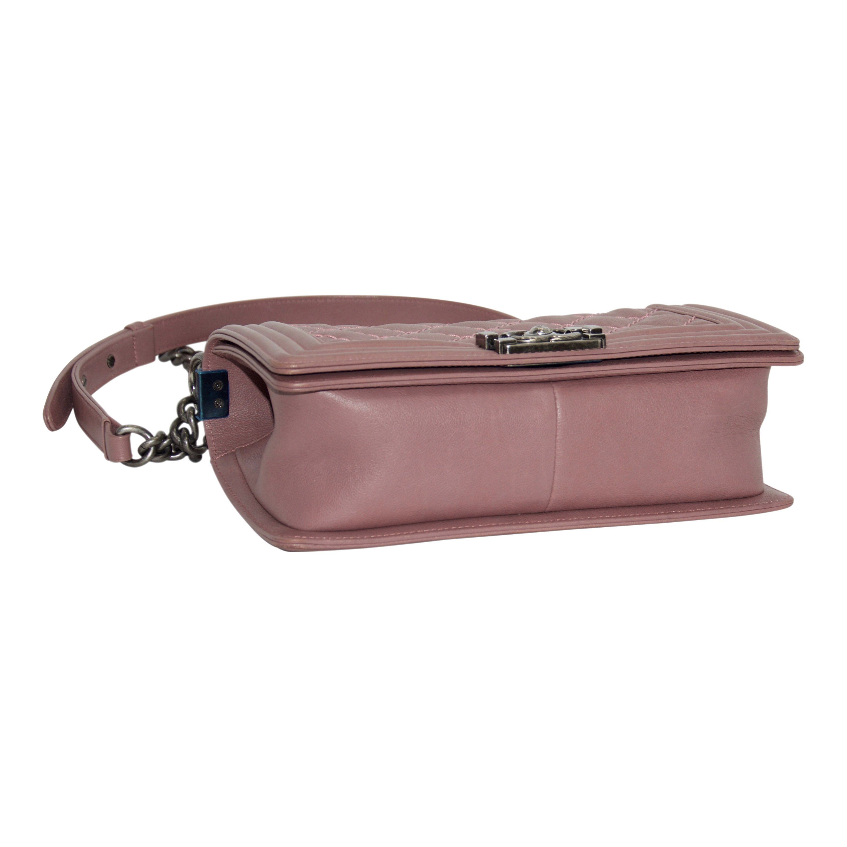 Chanel Medium Pink Double Stitch Boy Bag