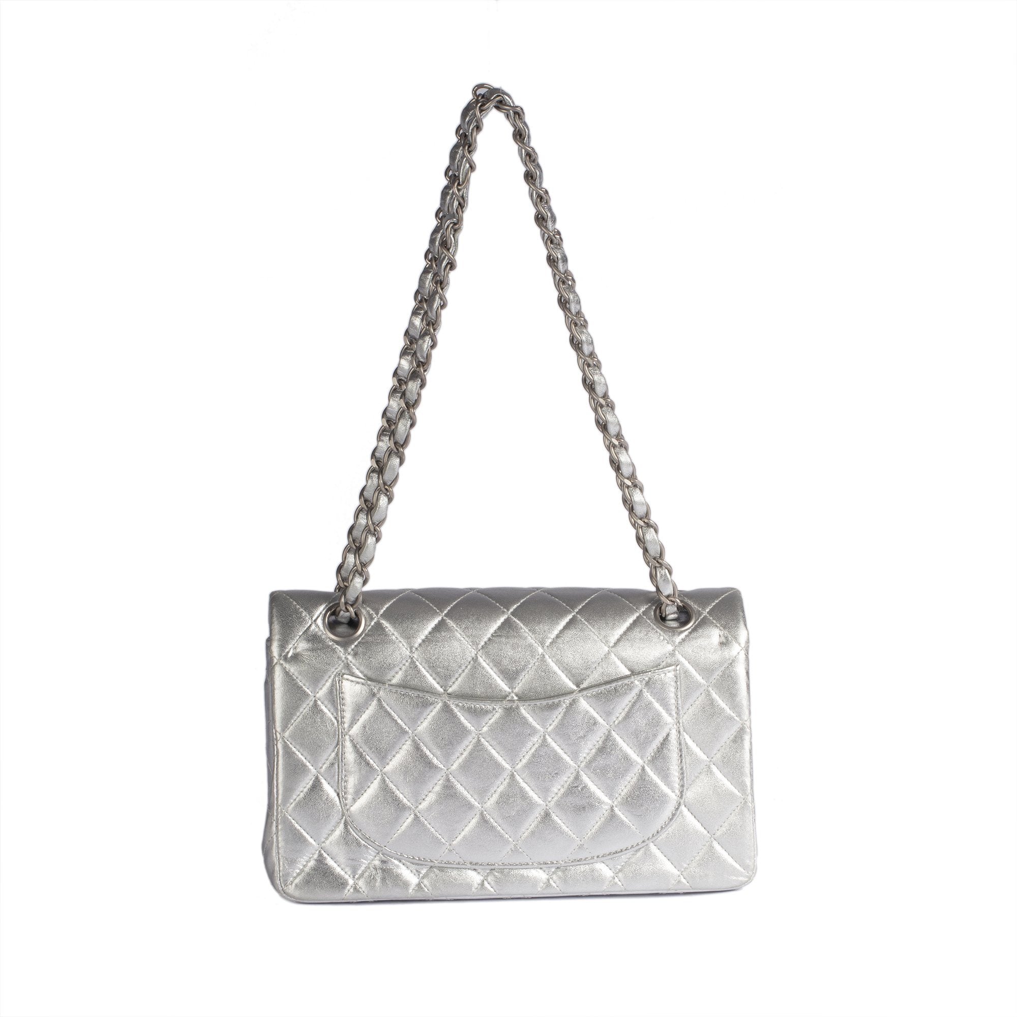 Chanel Metallic Silver Classic Double Flap Bag