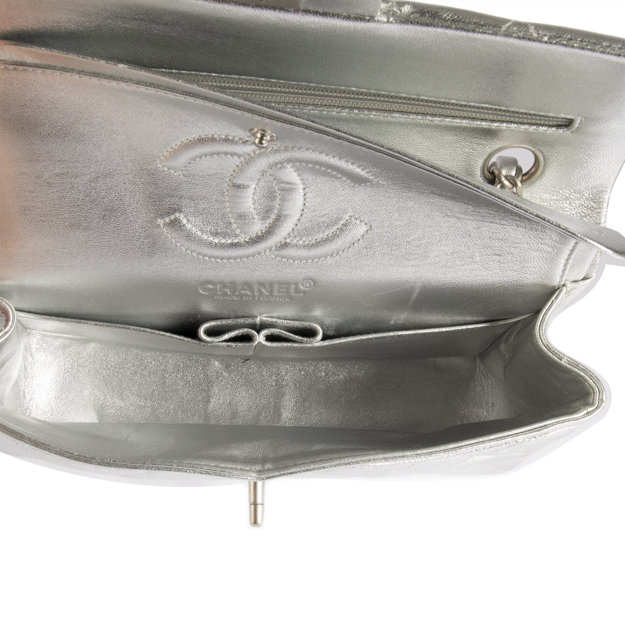 Chanel Metallic Silver Classic Double Flap Bag