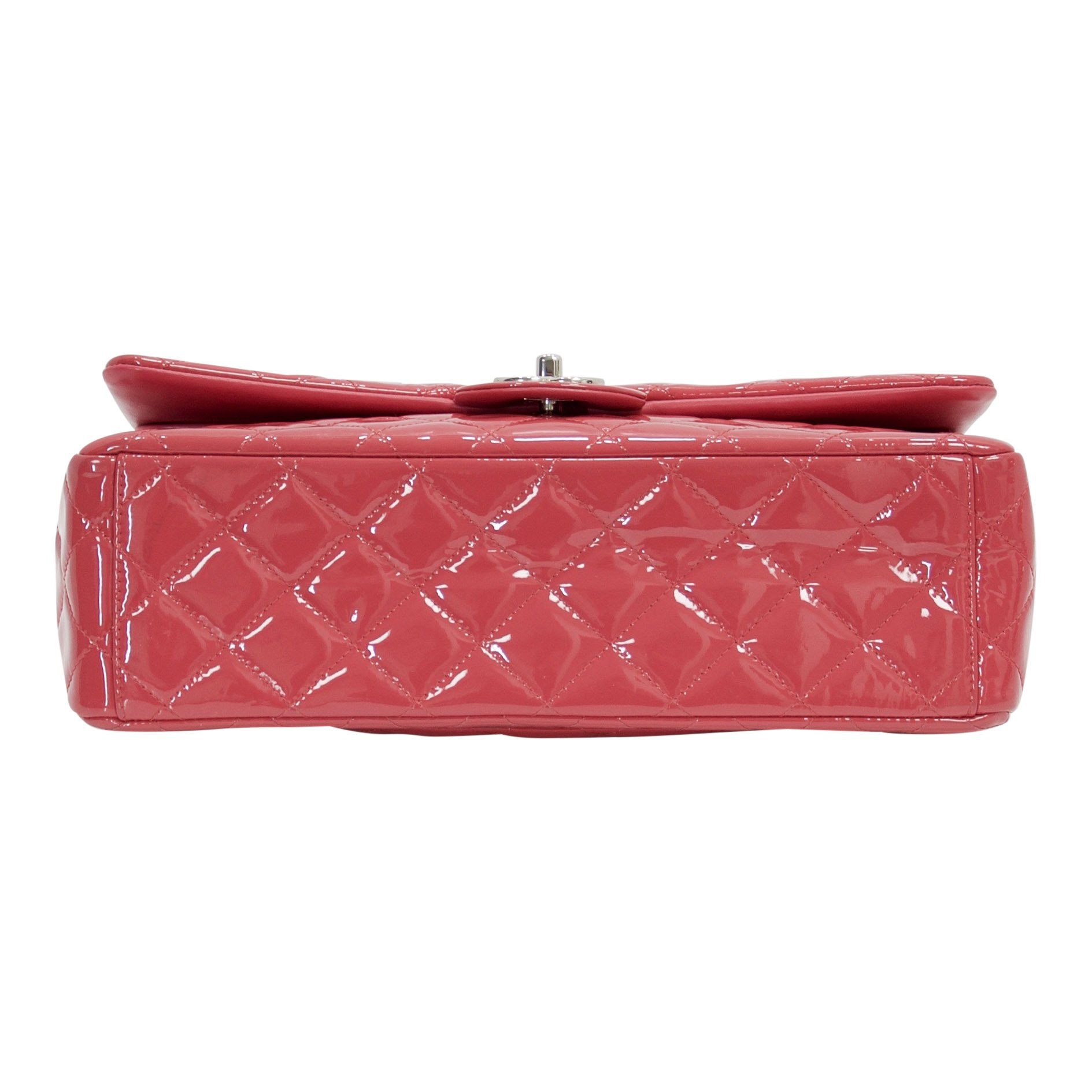 Chanel Pink Patent Leather Classic Maxi Double Flap Bag