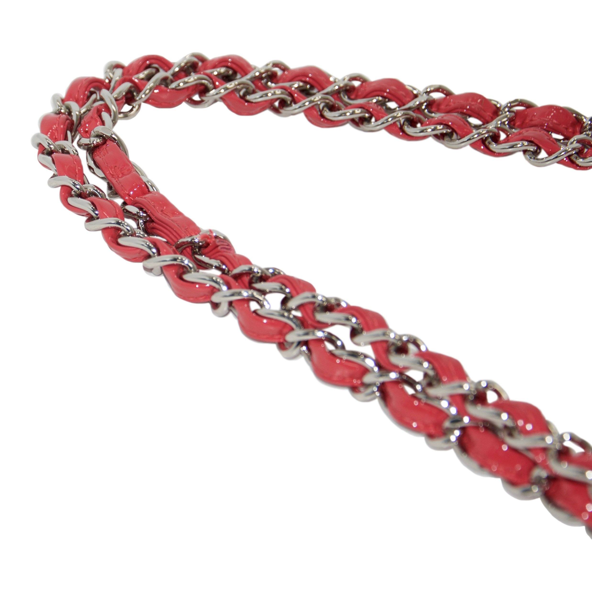 Chanel Pink Patent Leather Classic Maxi Double Flap Bag