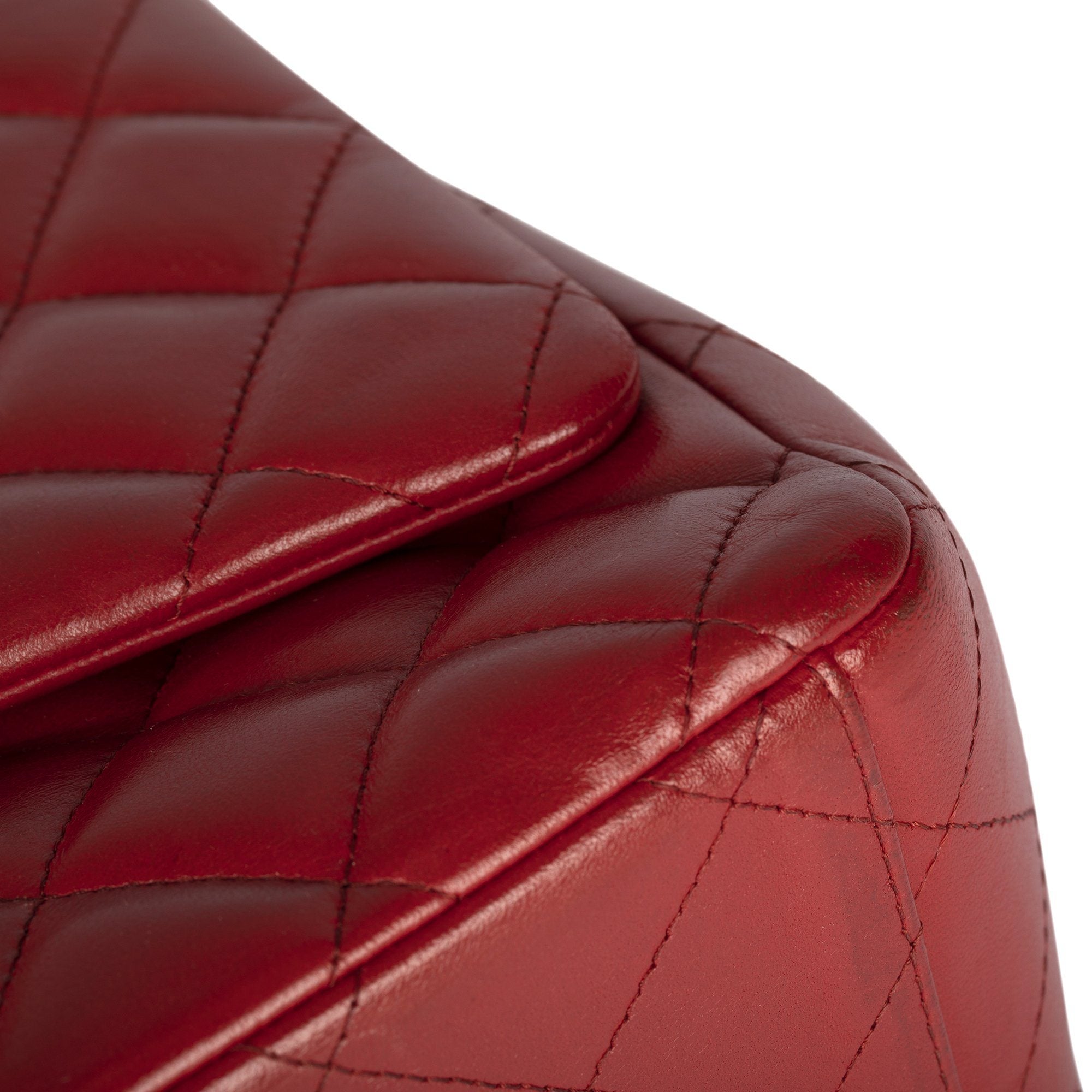 Chanel Red Lambskin Classic Maxi Double Flap Bag