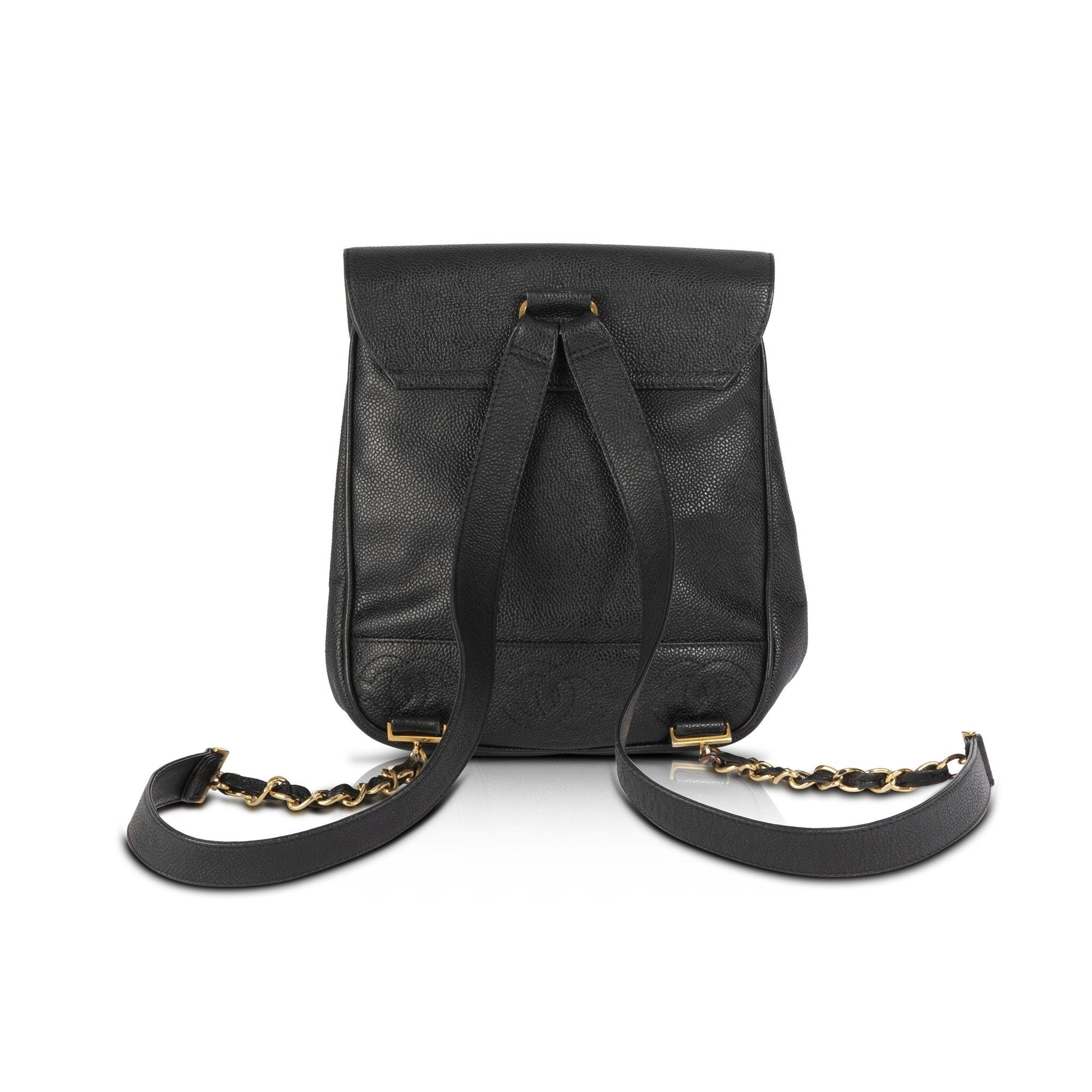 Chanel Vintage Black Caviar CC Backpack