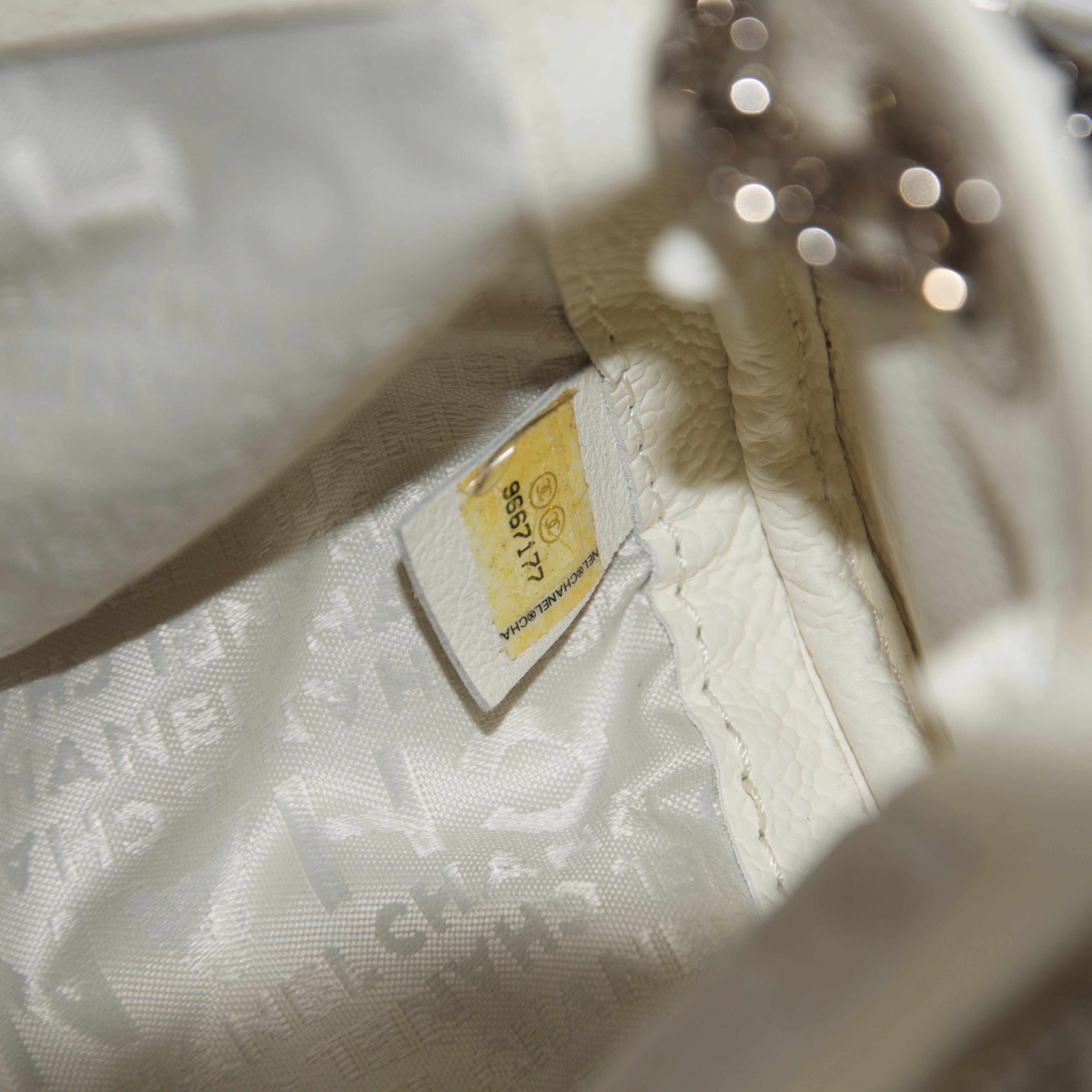 Chanel White Perforated Leather Shoulder Chain Bag