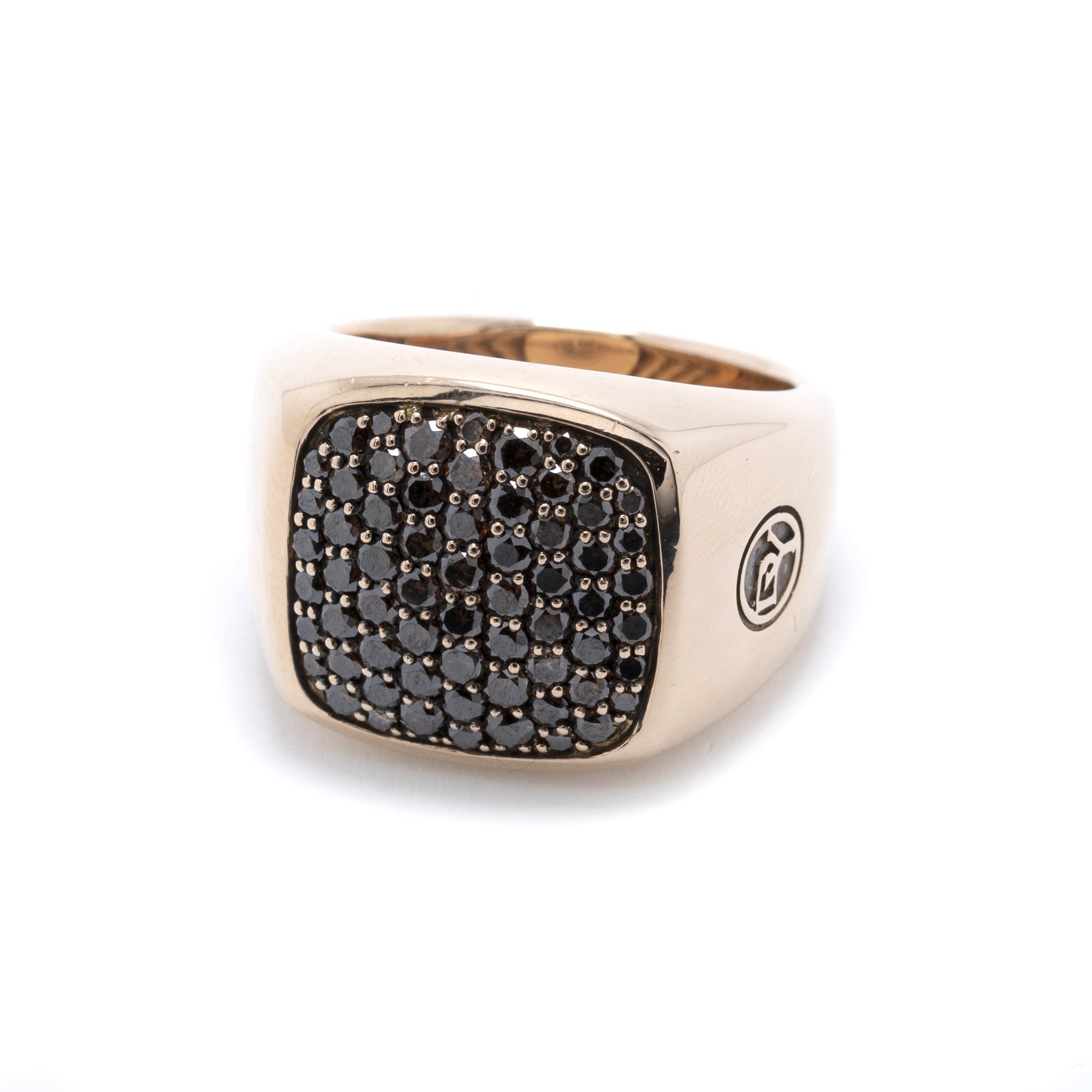 David Yurman 18k Rose Gold Pave Cognac Diamond Signet Ring