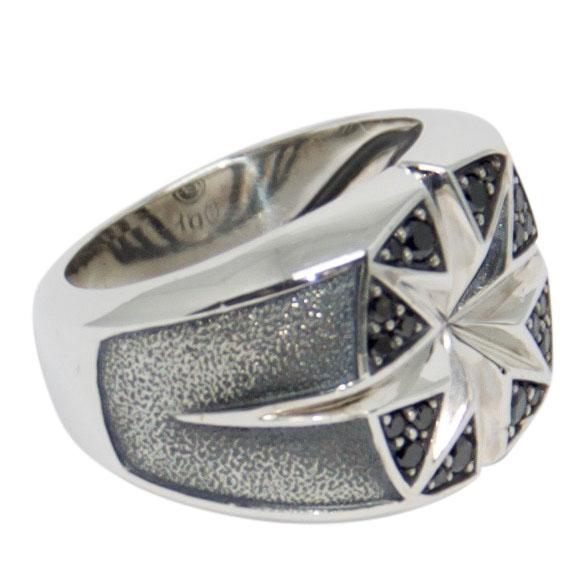 David Yurman Metallic Maritime North Star Signet Ring with Black Diamonds