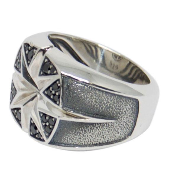 David Yurman Metallic Maritime North Star Signet Ring with Black Diamonds