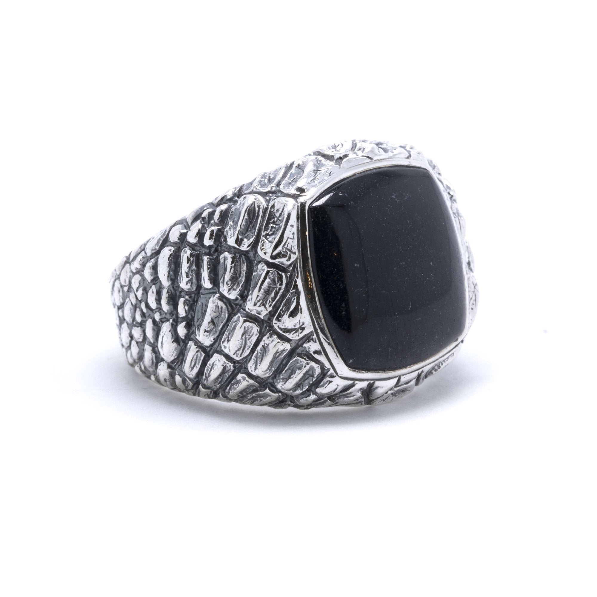 David Yurman Naturals Gator Signet Ring with Black Jade
