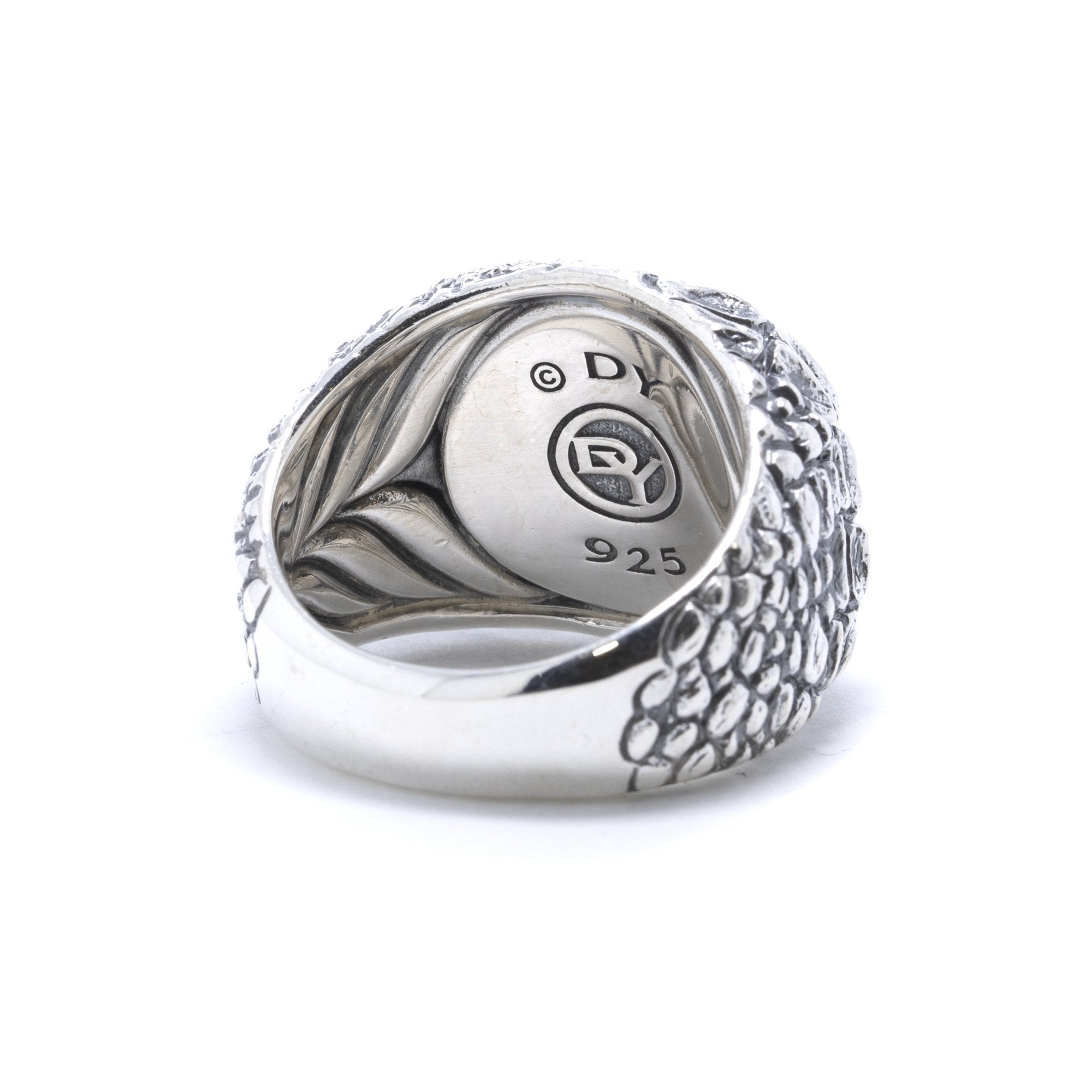 David Yurman Naturals Gator Signet Ring with Black Jade