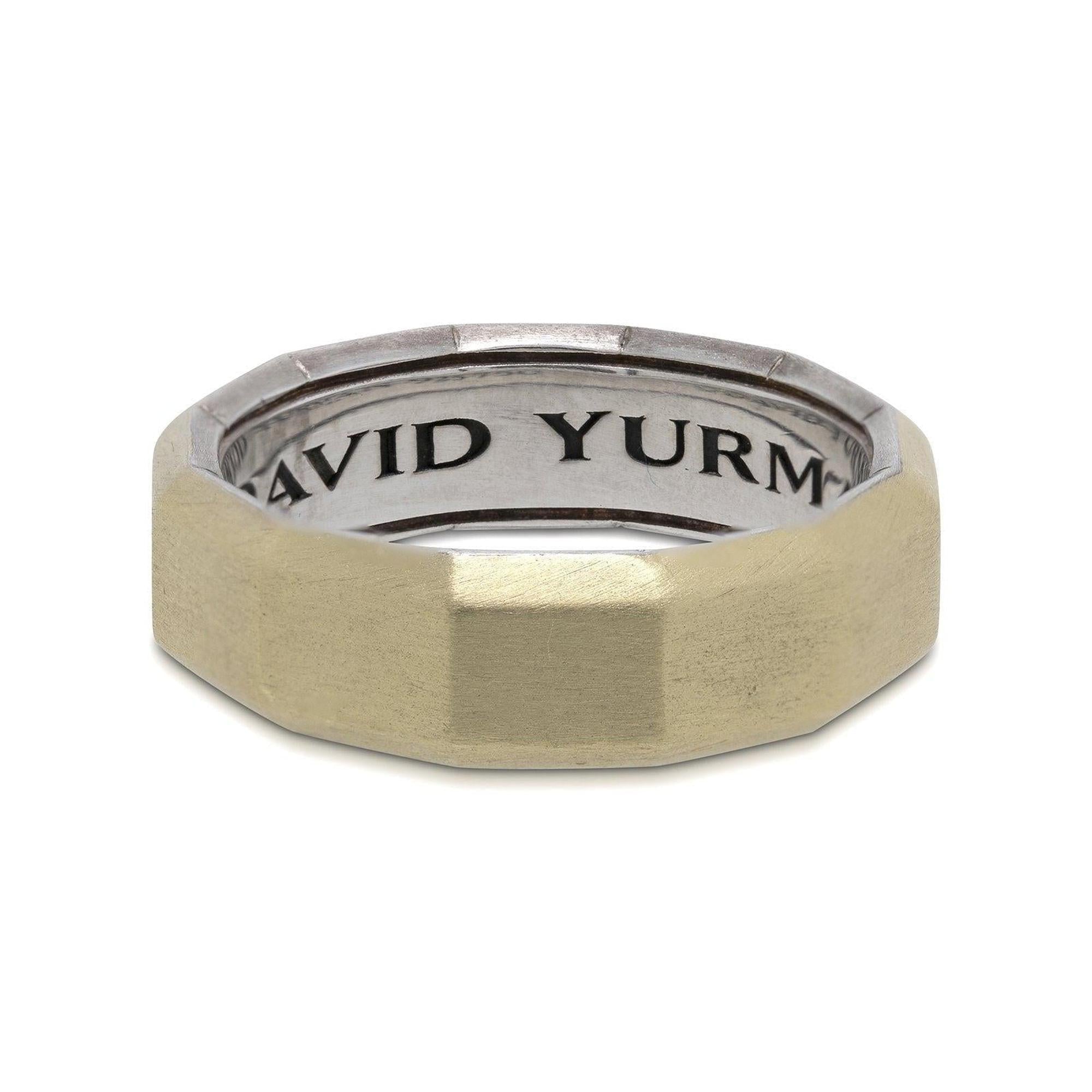 David Yurman Two-Tone Faceted Metal Band Ring
