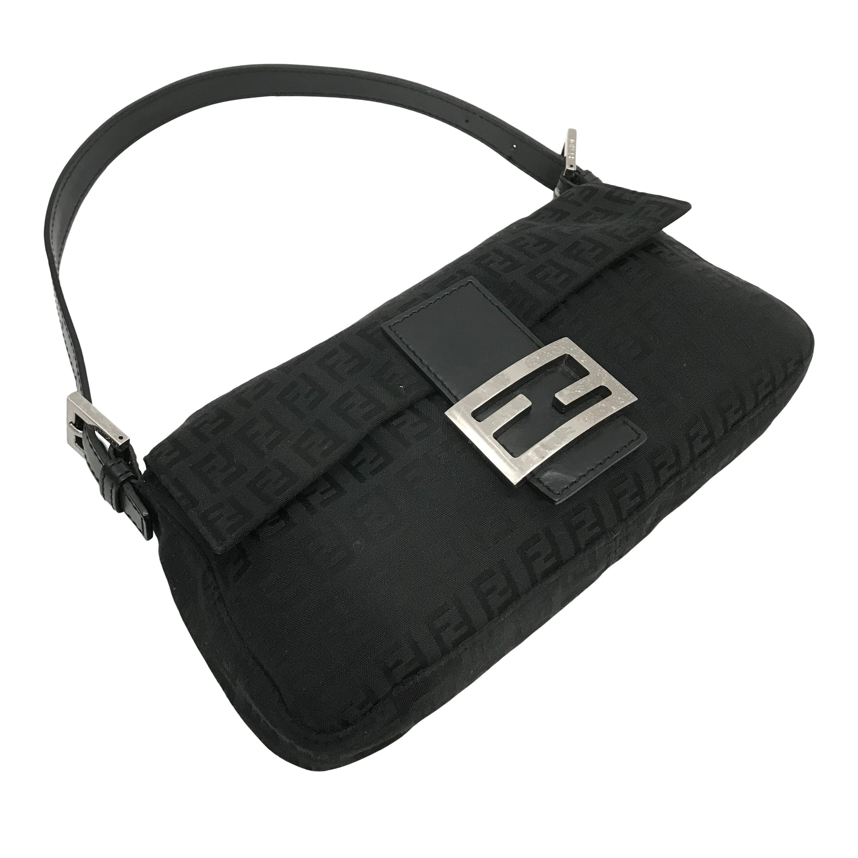 Fendi Leather-Trimmed Zucca Baguette