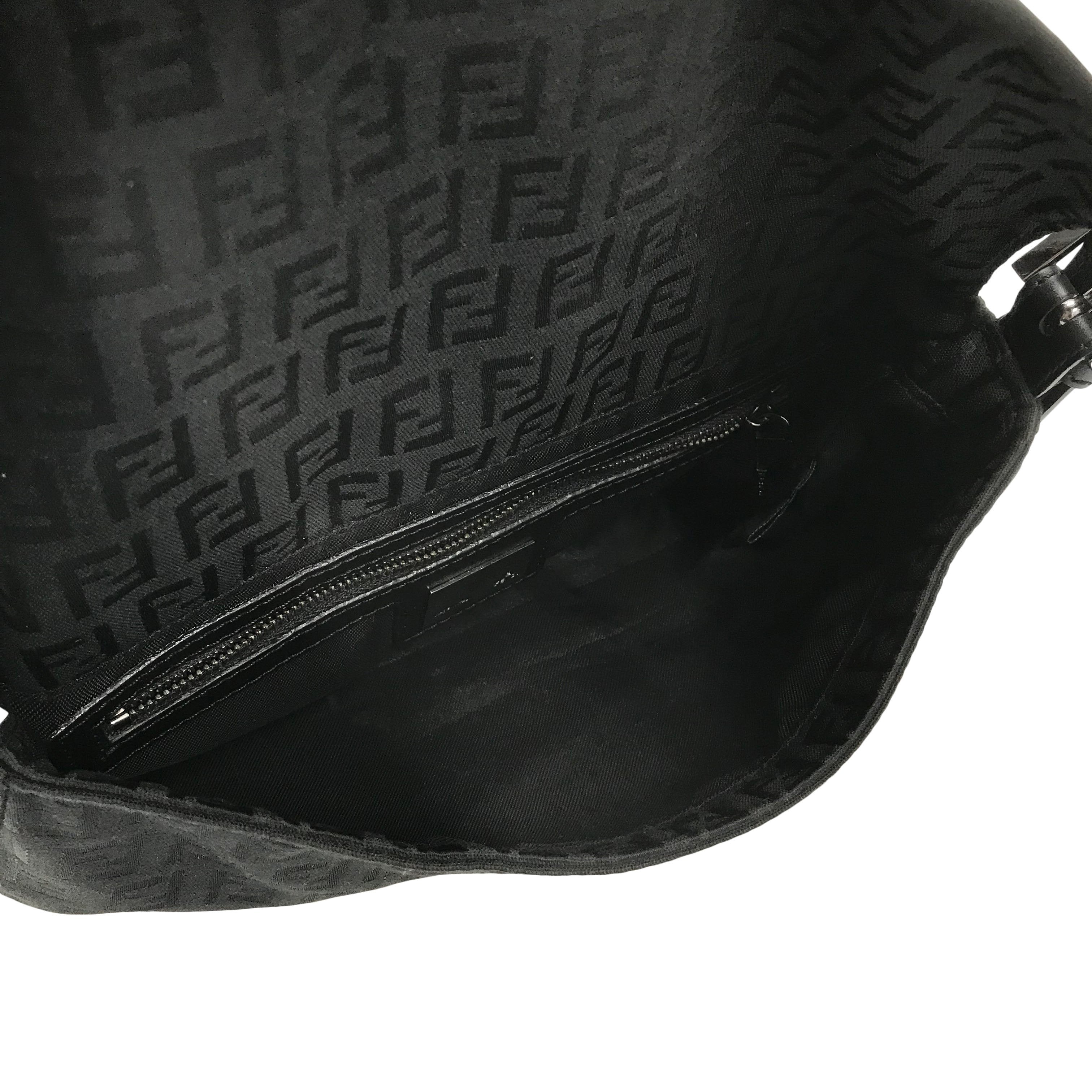 Fendi Leather-Trimmed Zucca Baguette