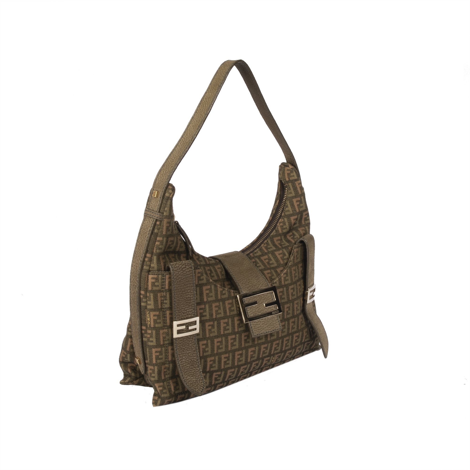 Fendi Leather-Trimmed Zucchino Sweety Hobo