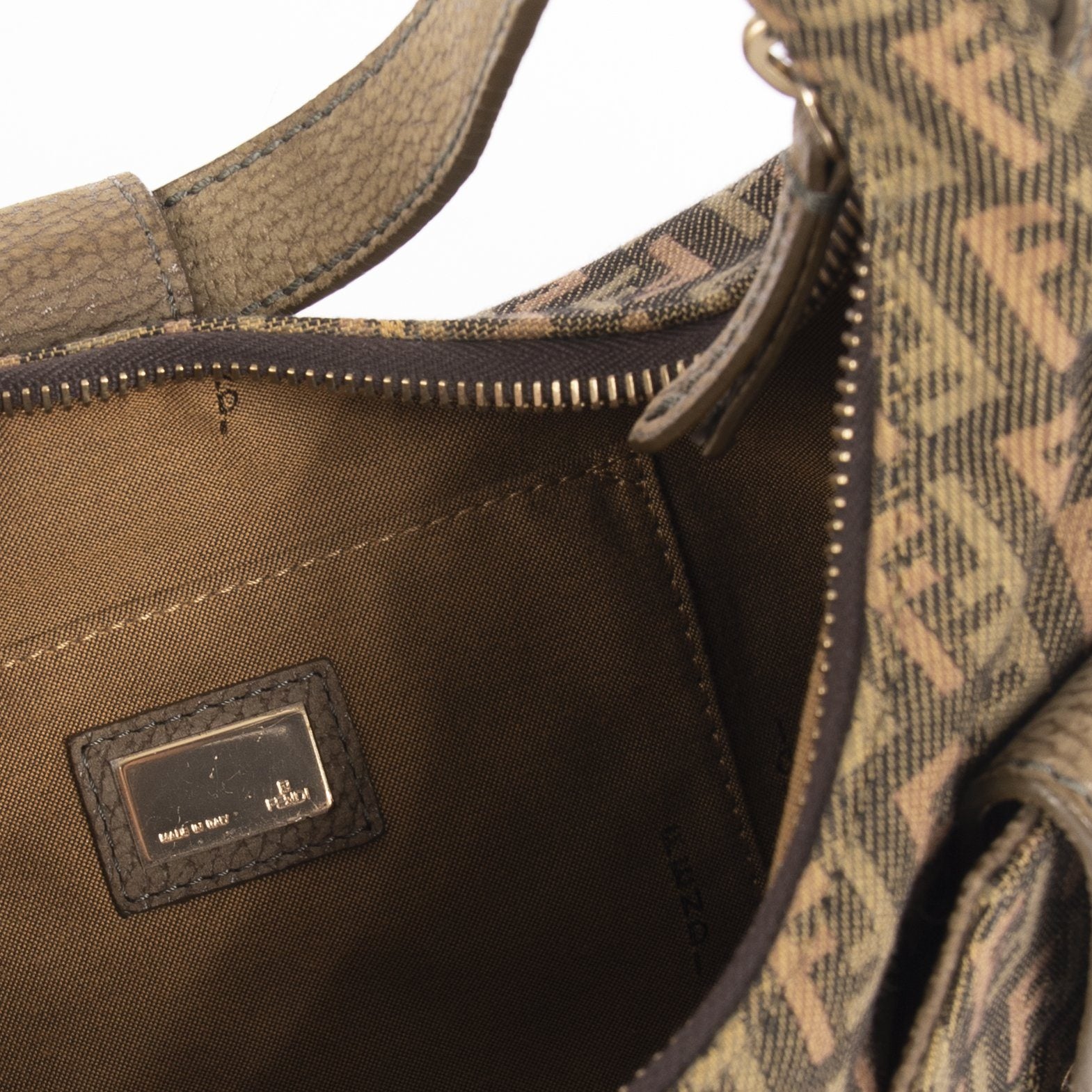 Fendi Leather-Trimmed Zucchino Sweety Hobo