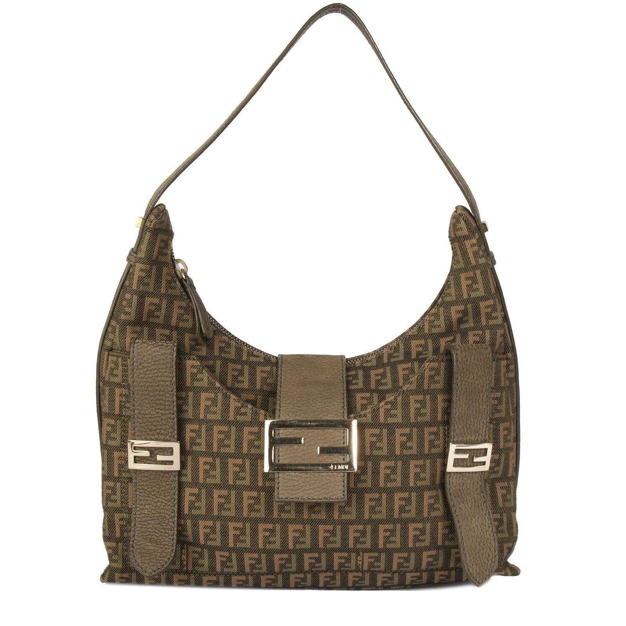 Fendi Leather-Trimmed Zucchino Sweety Hobo