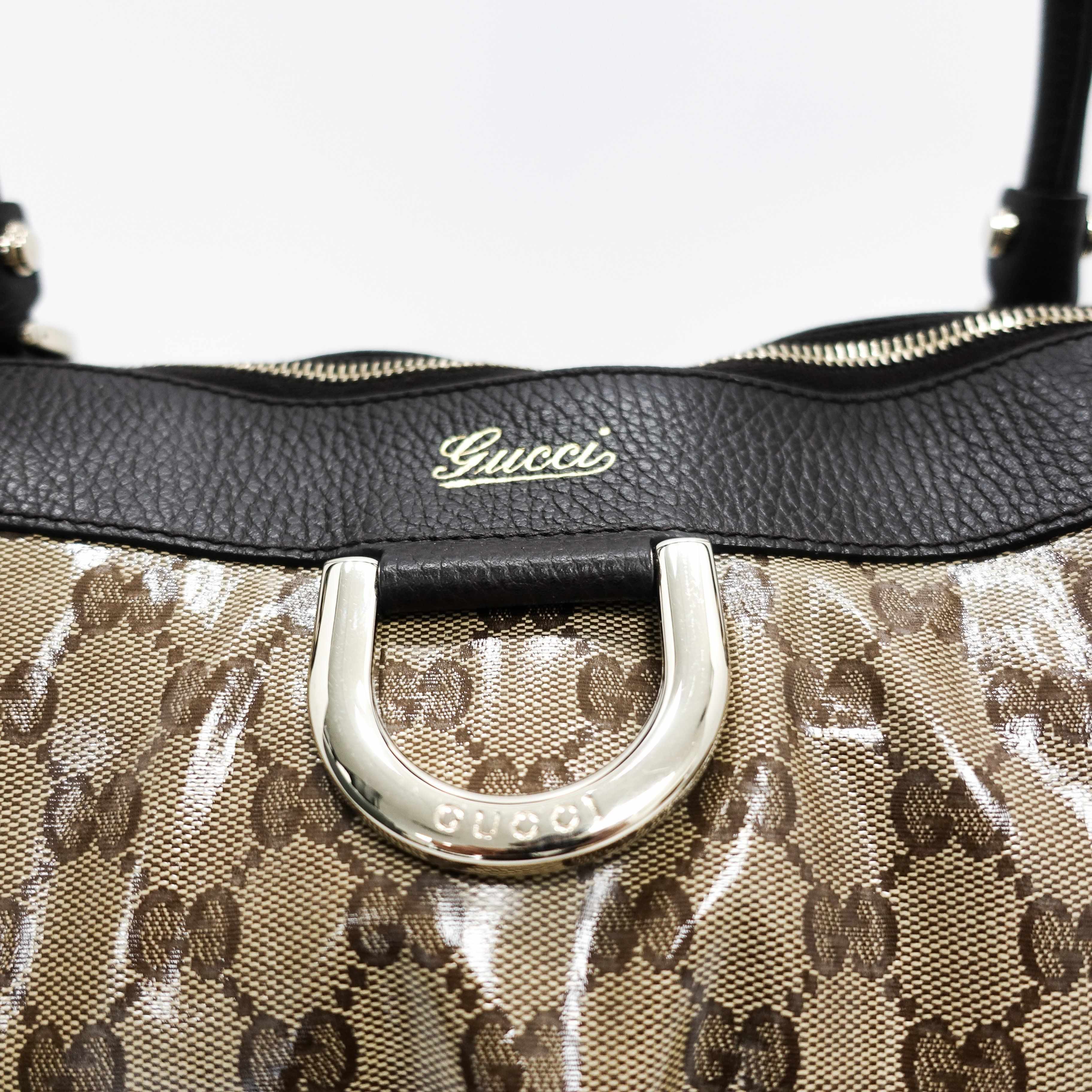 Gucci Abbey GG Pattern Crystal Shoulder Satchel